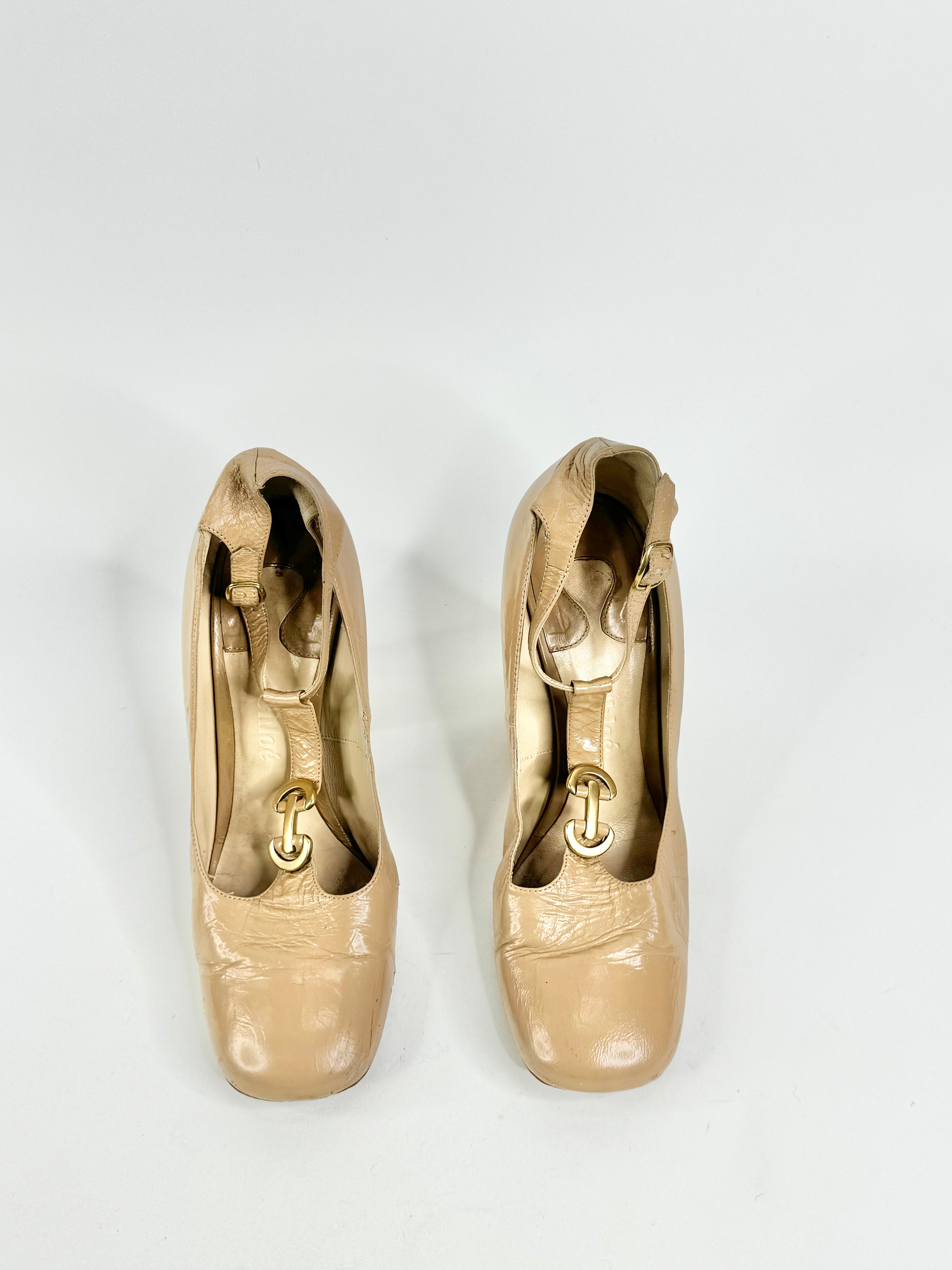 Chloe Latte T-Bar Heels - EU38