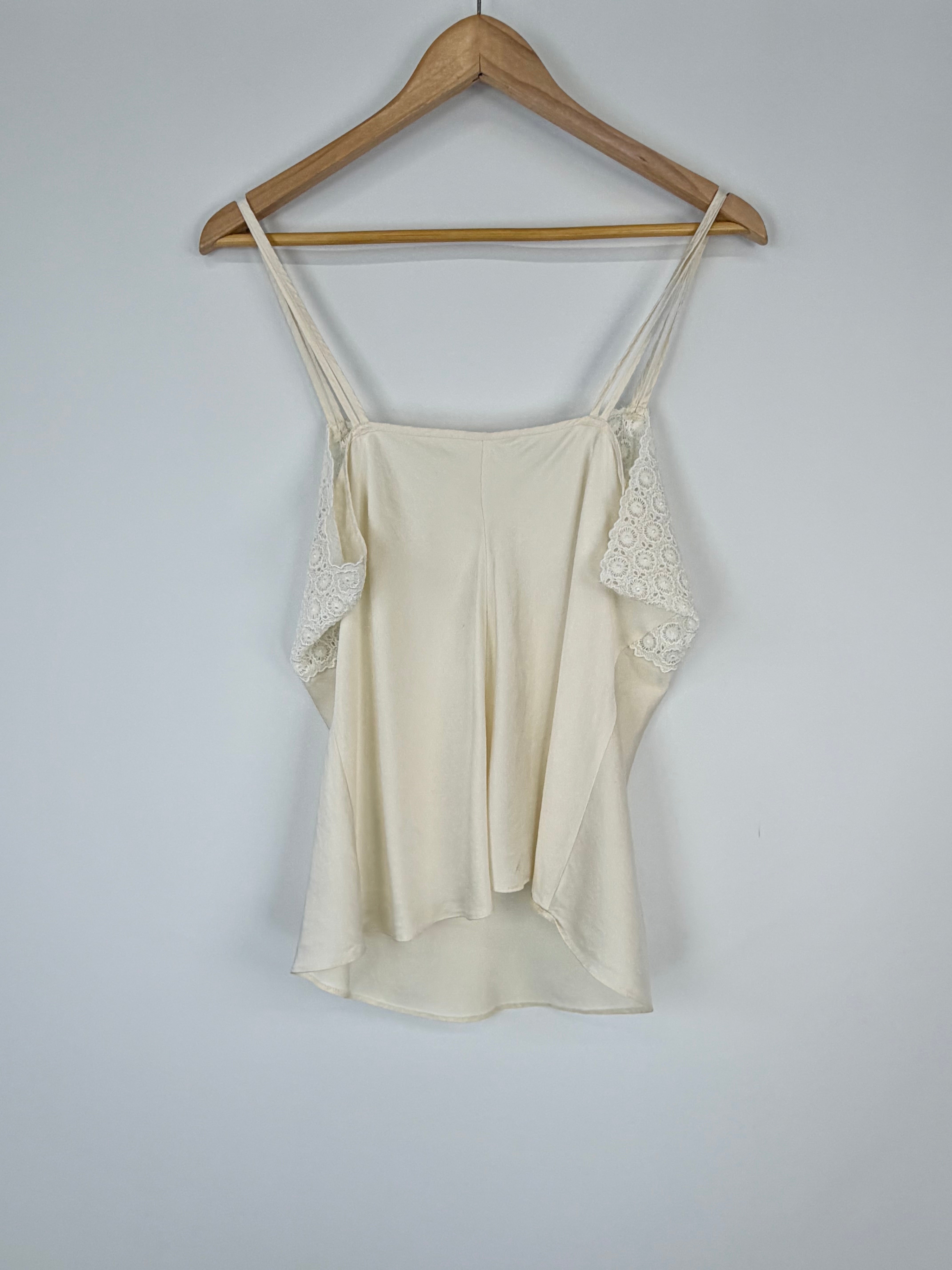 Vintage Yves Saint Laurent Silk & Rayon Lace Embellished Singlet - AU12