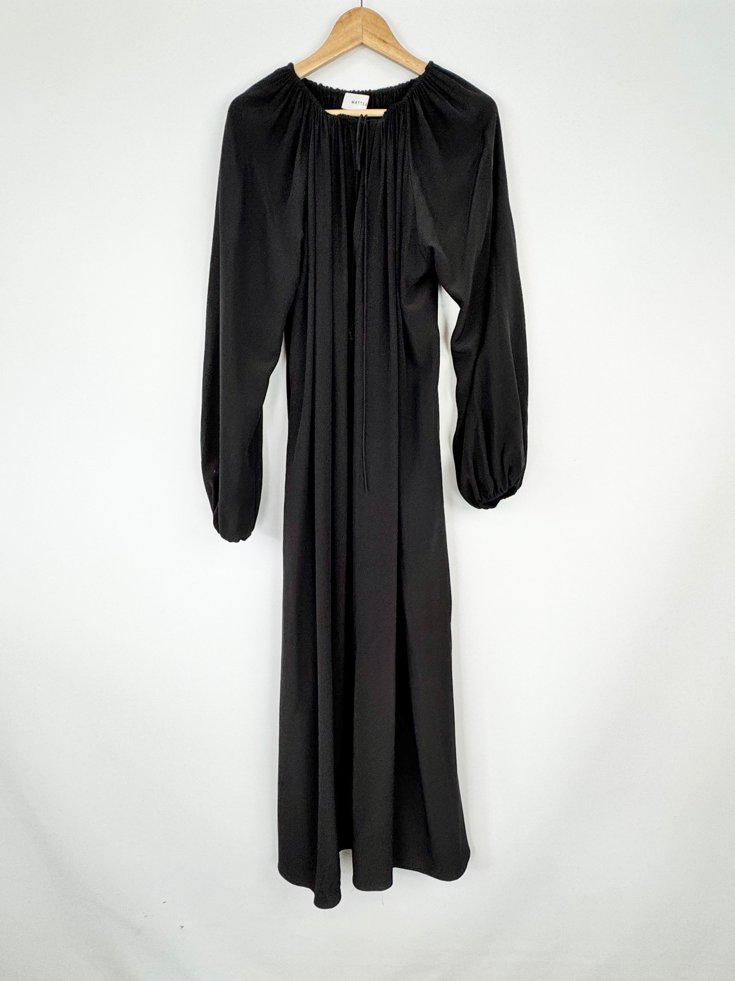Matteau Black Puff Sleeve Maxi Dress - AU12
