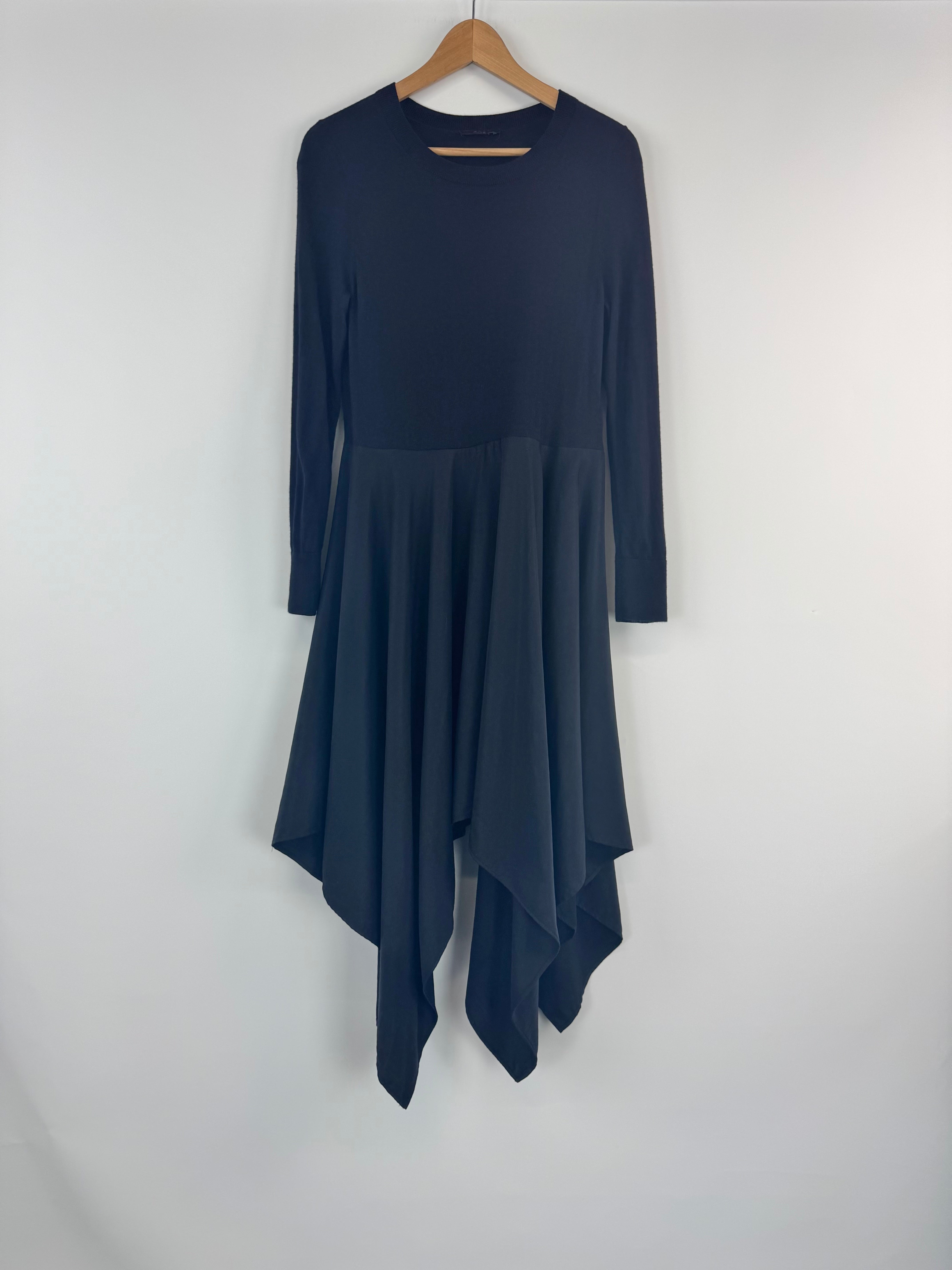 Cos Navy Blue Wool & Lyocell Asymmetrical Dress - AU8