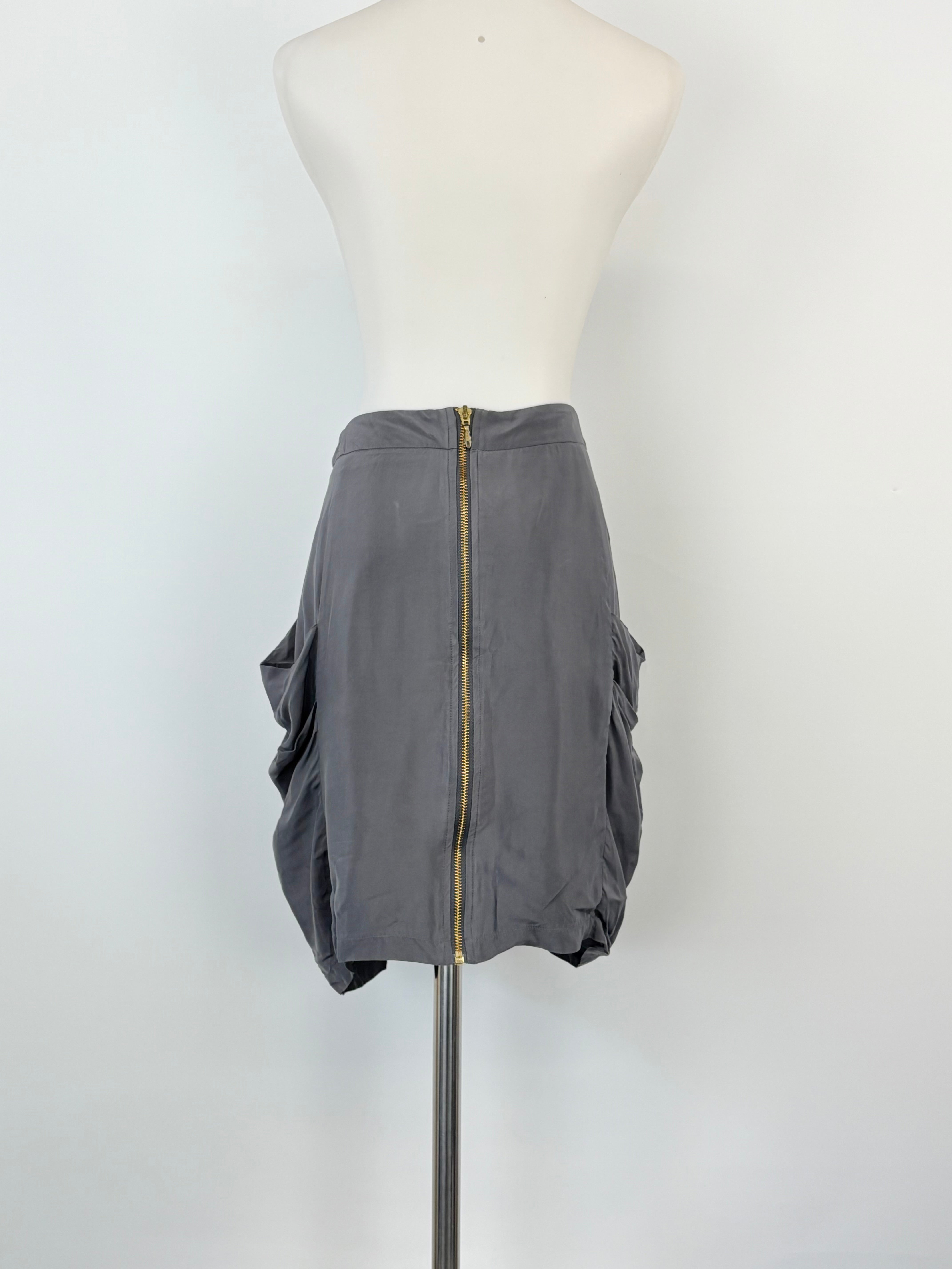 Reiss Grey Satin 'Bambi' Mini Skirt - AU6/8