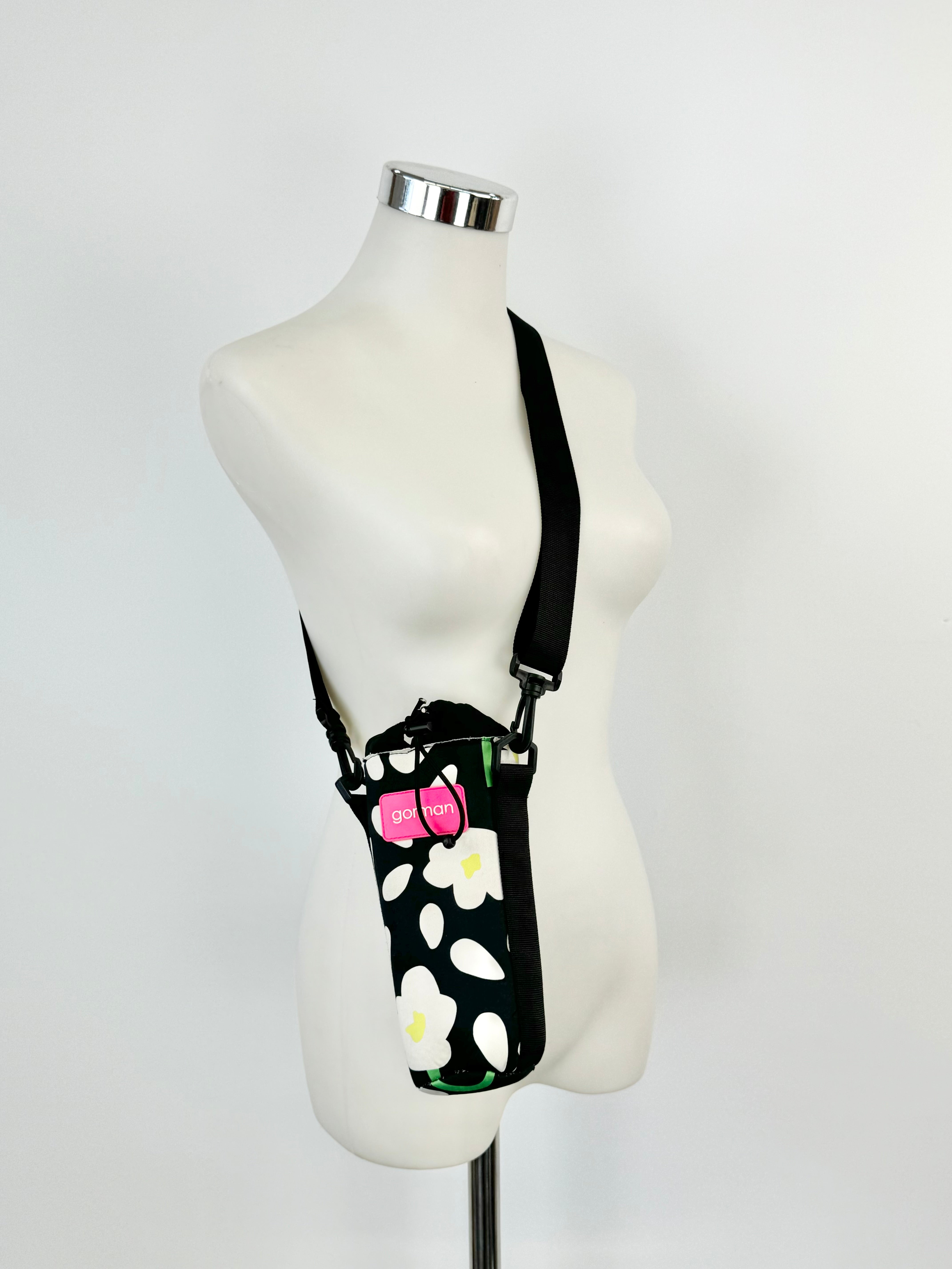 Gorman Black Flower Pattern Neoprene Drink Bottle Holder
