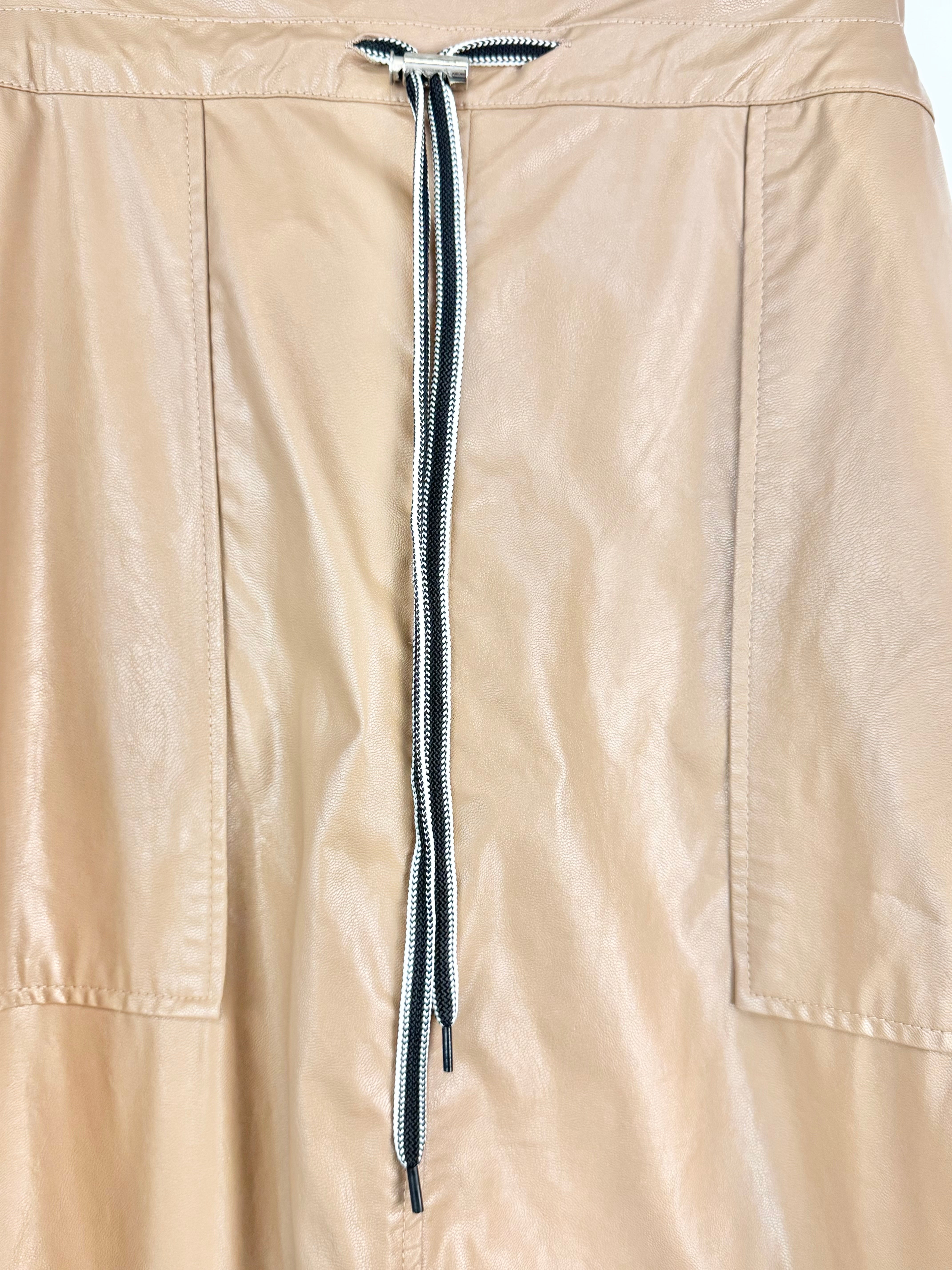 365 Beige Faux Leather A-line Skirt - AU10