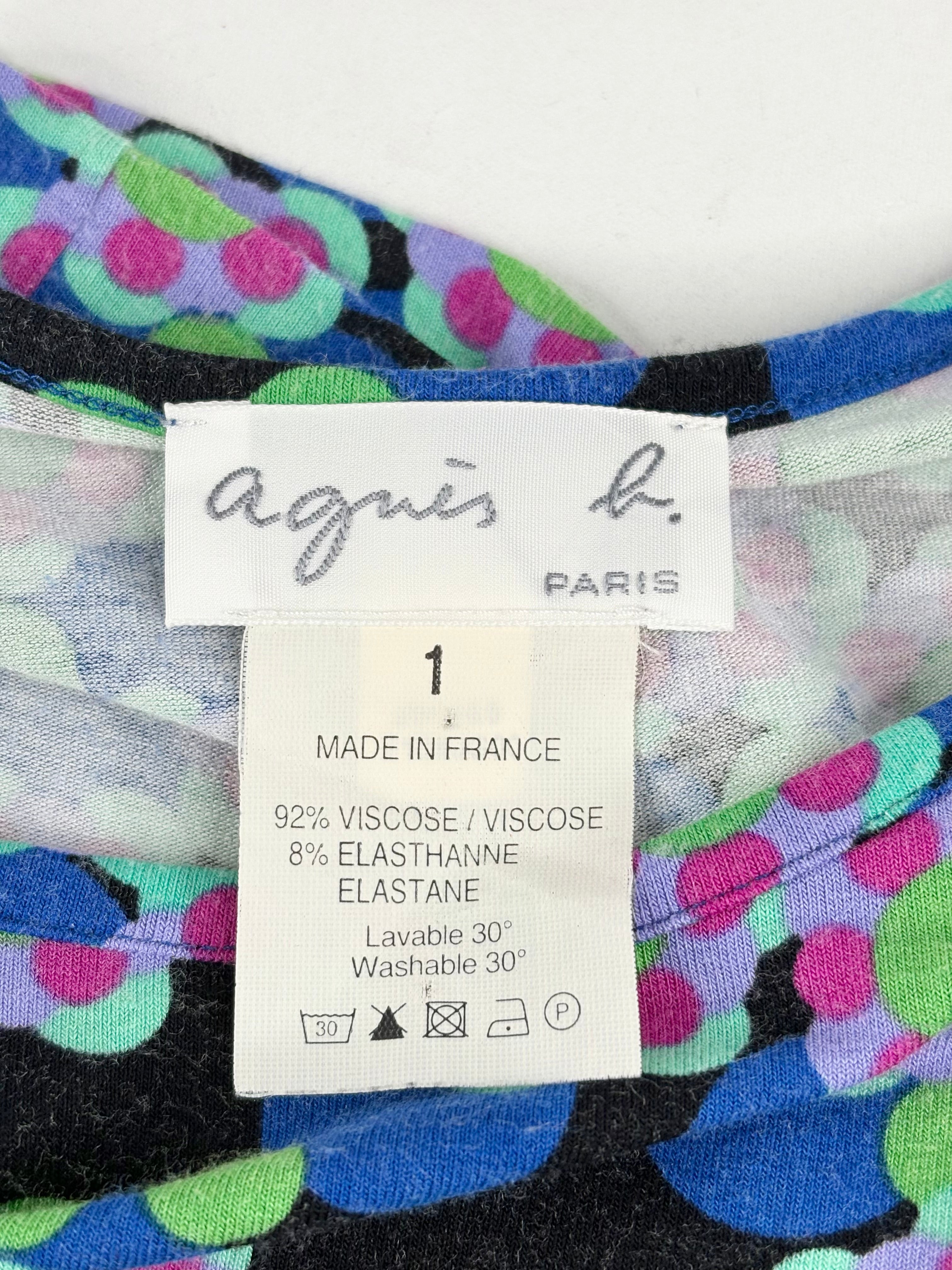 Agnès B. Blue & Turquoise Floral Short-Sleeve Top - AU8