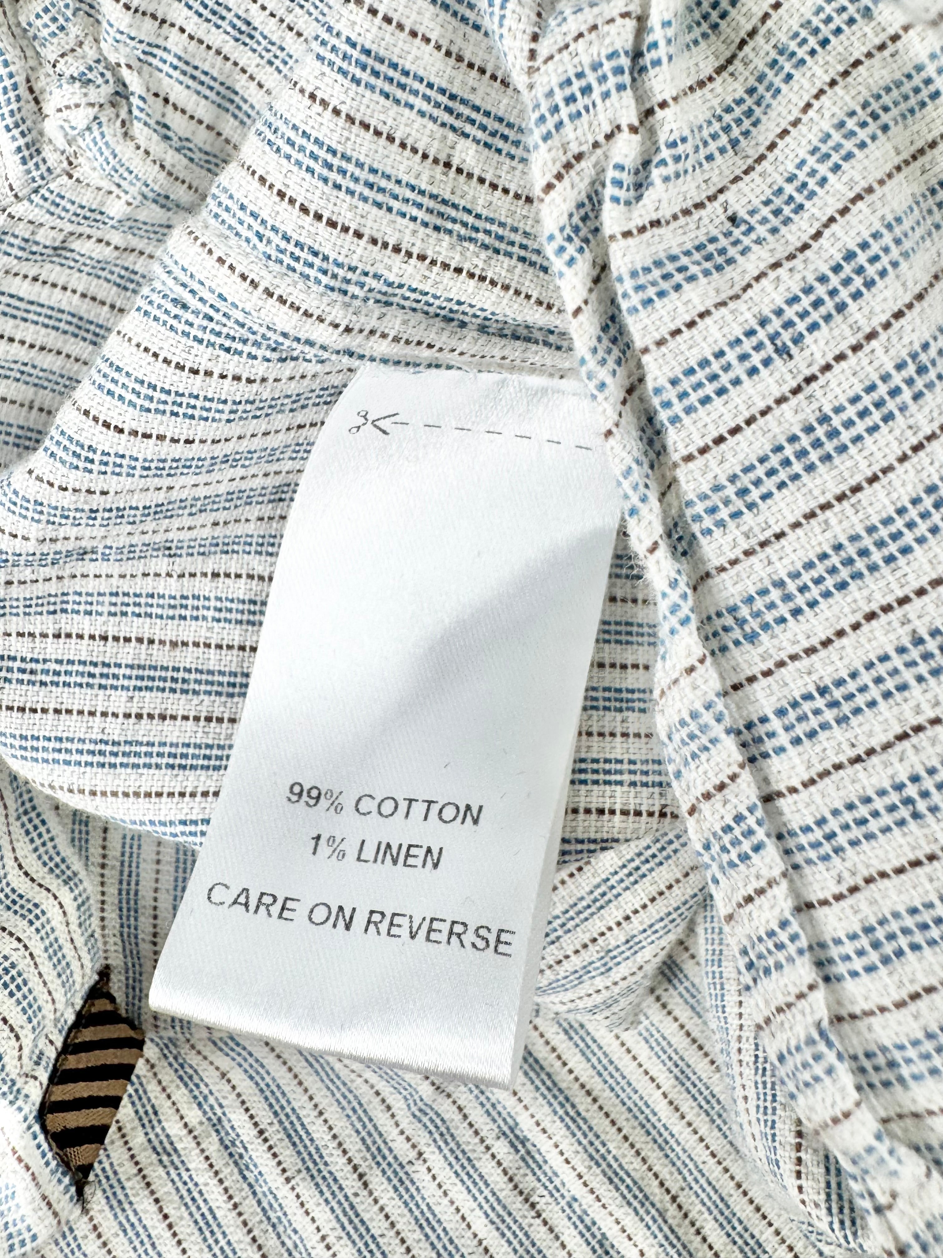 Billy Reid Striped Cotton Button Up T-Shirt - M