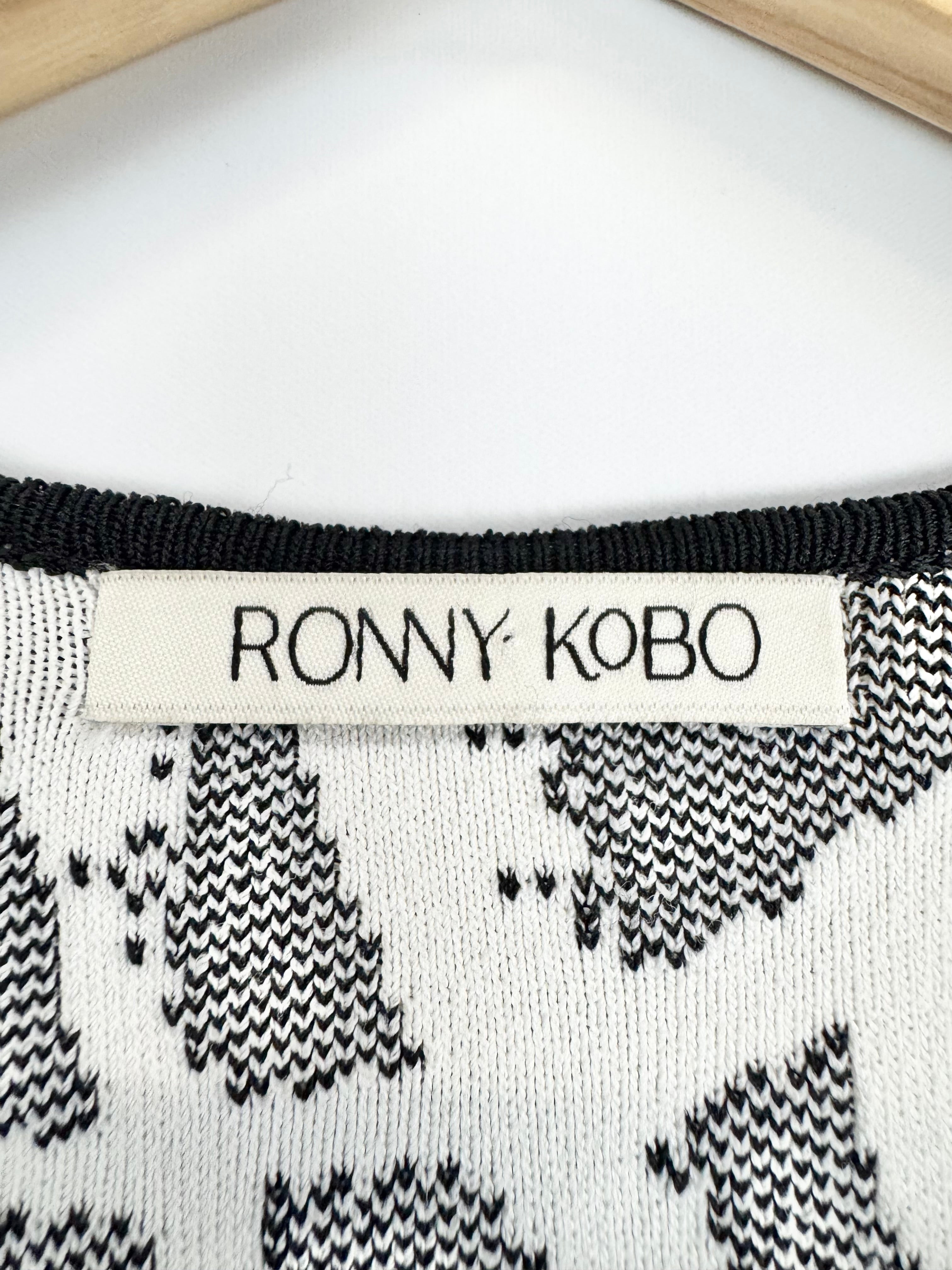Ronny Kobo Black & White Jacquard Sheath Dress - AU8/10