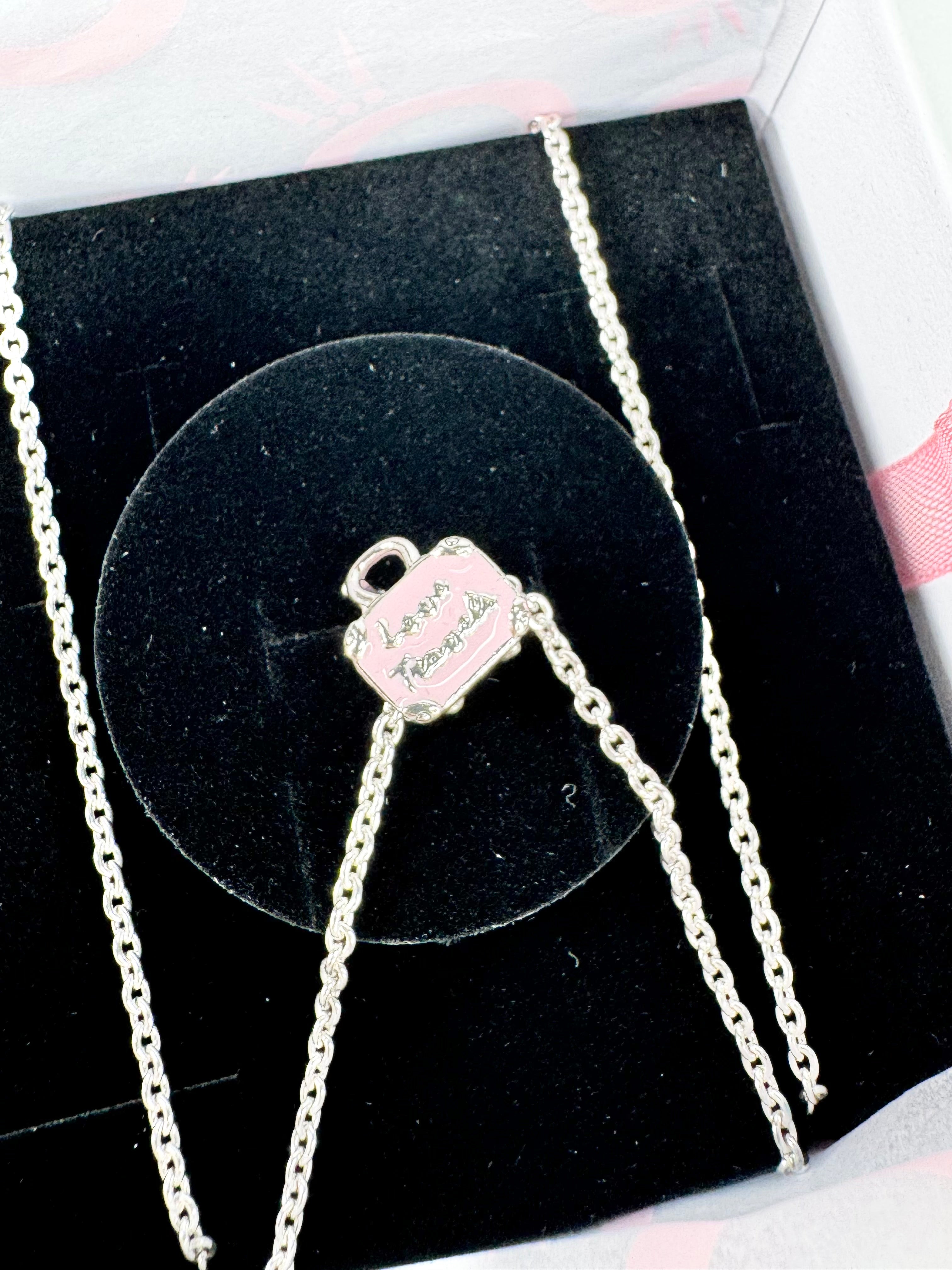 Pandora Pink Travel Charm on Necklace