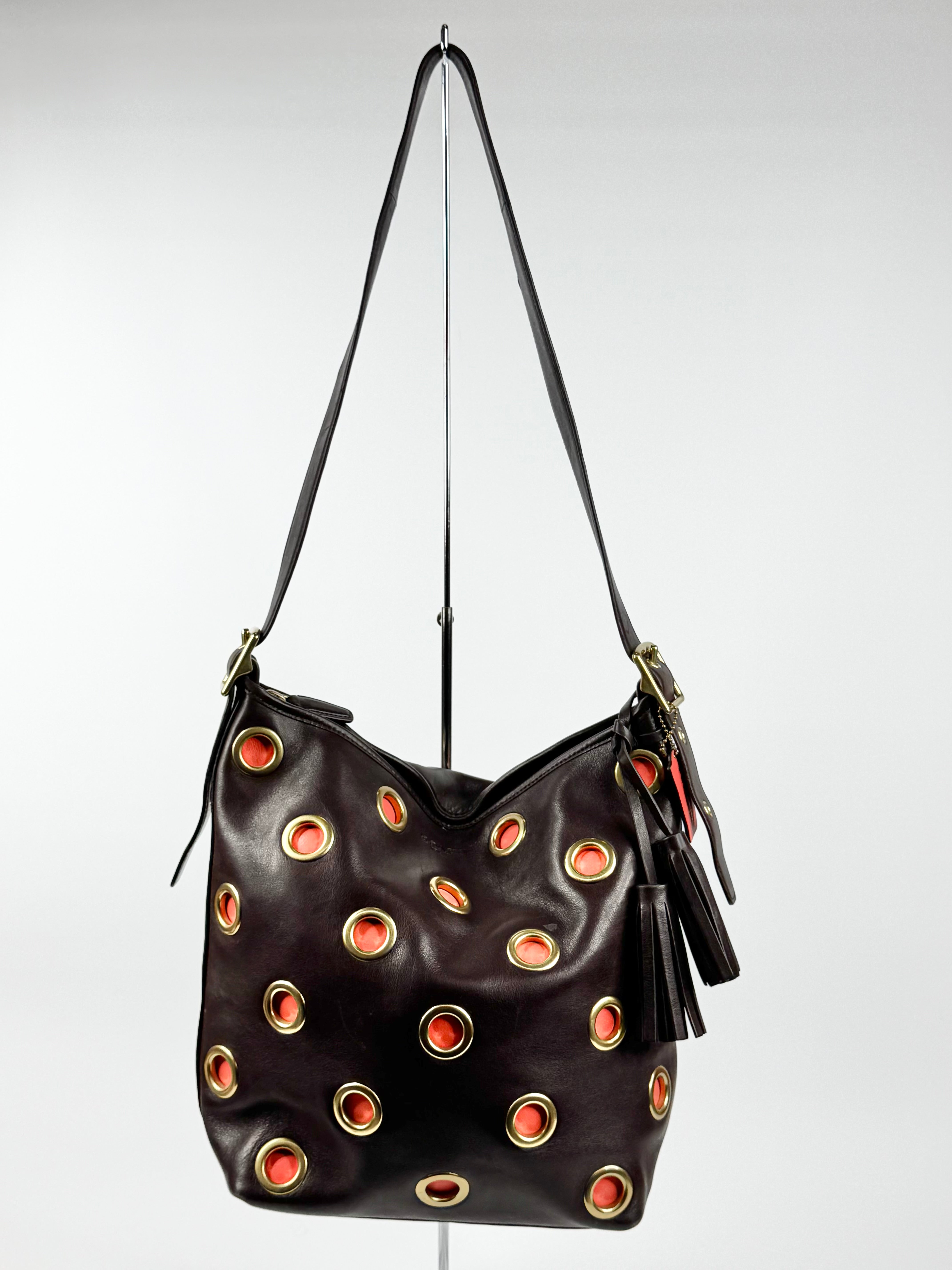 Coach 'Legacy' Double Gromment Umber & Orange Shoulder Bag