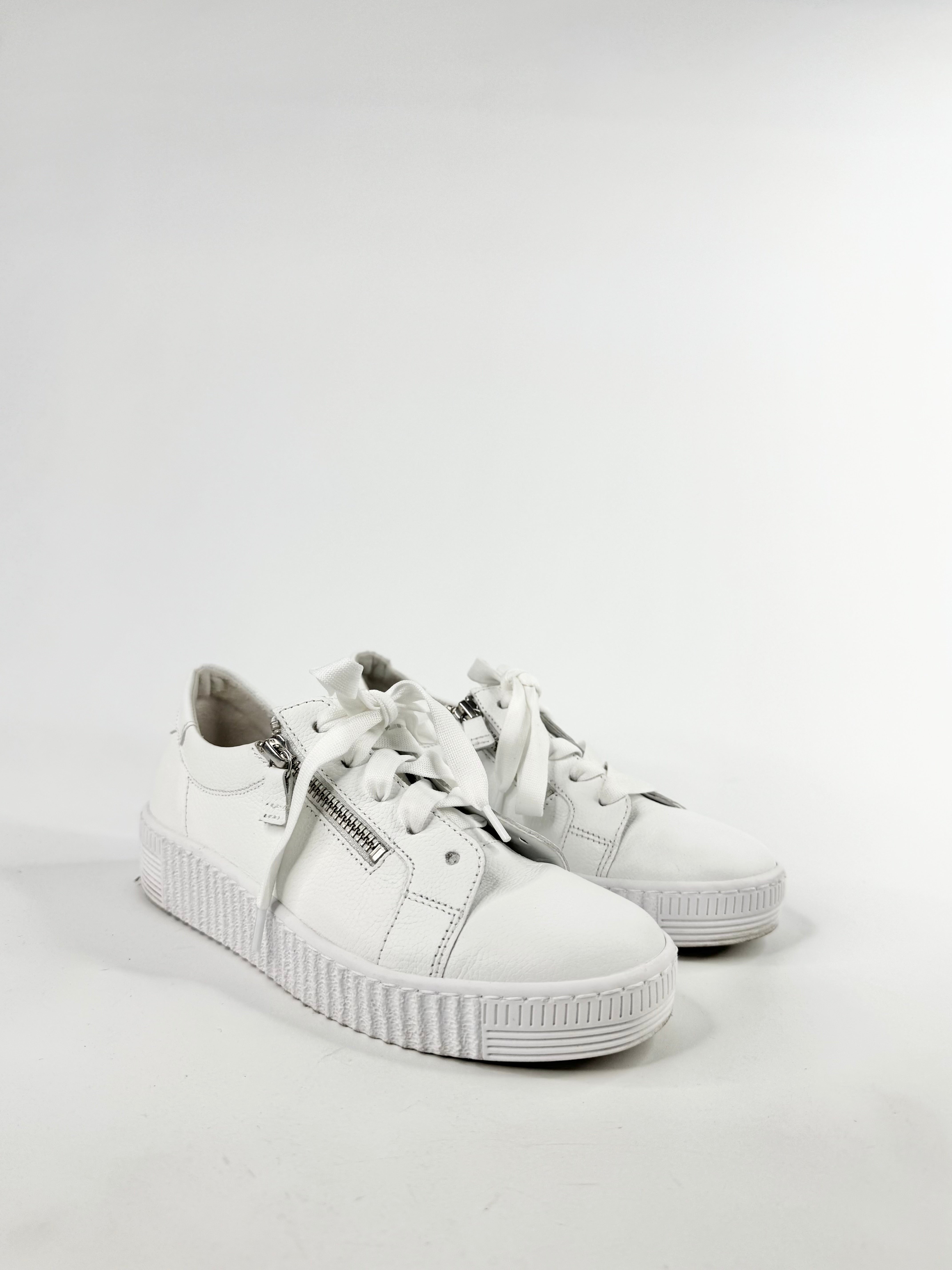 Garbor White Zipper Sneakers - 4
