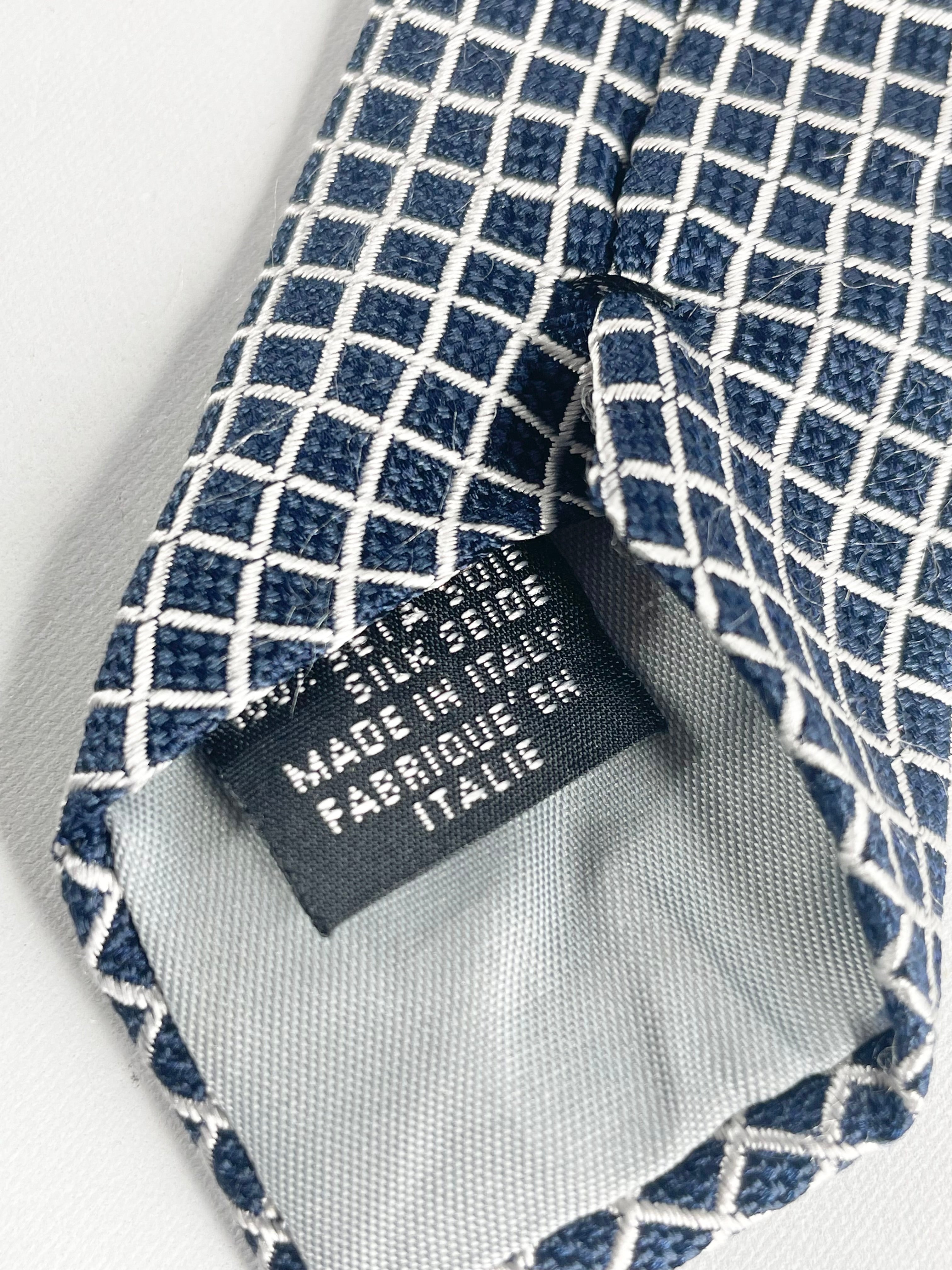 Kenzo Homme Navy Blue & White Check Silk Tie