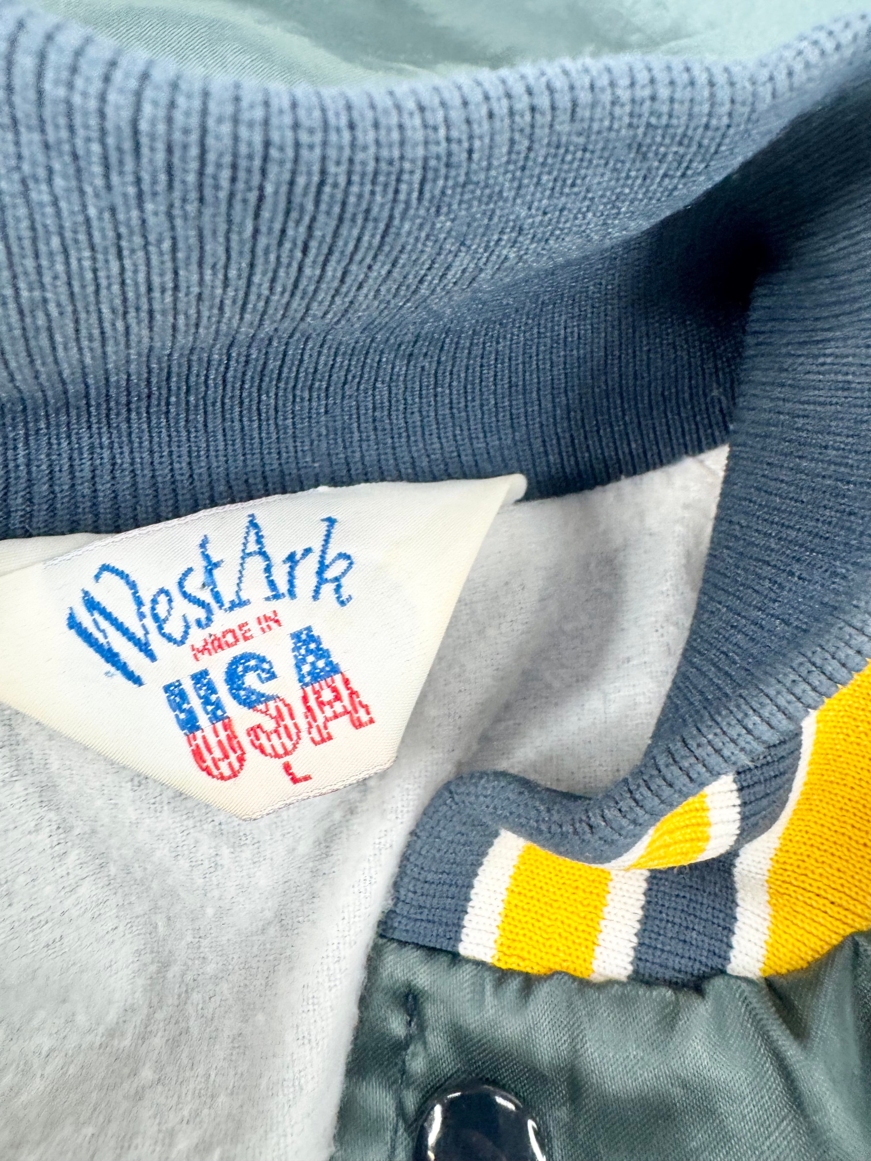 Vintage Western Arc Grey Satin Bomber Jacket - L