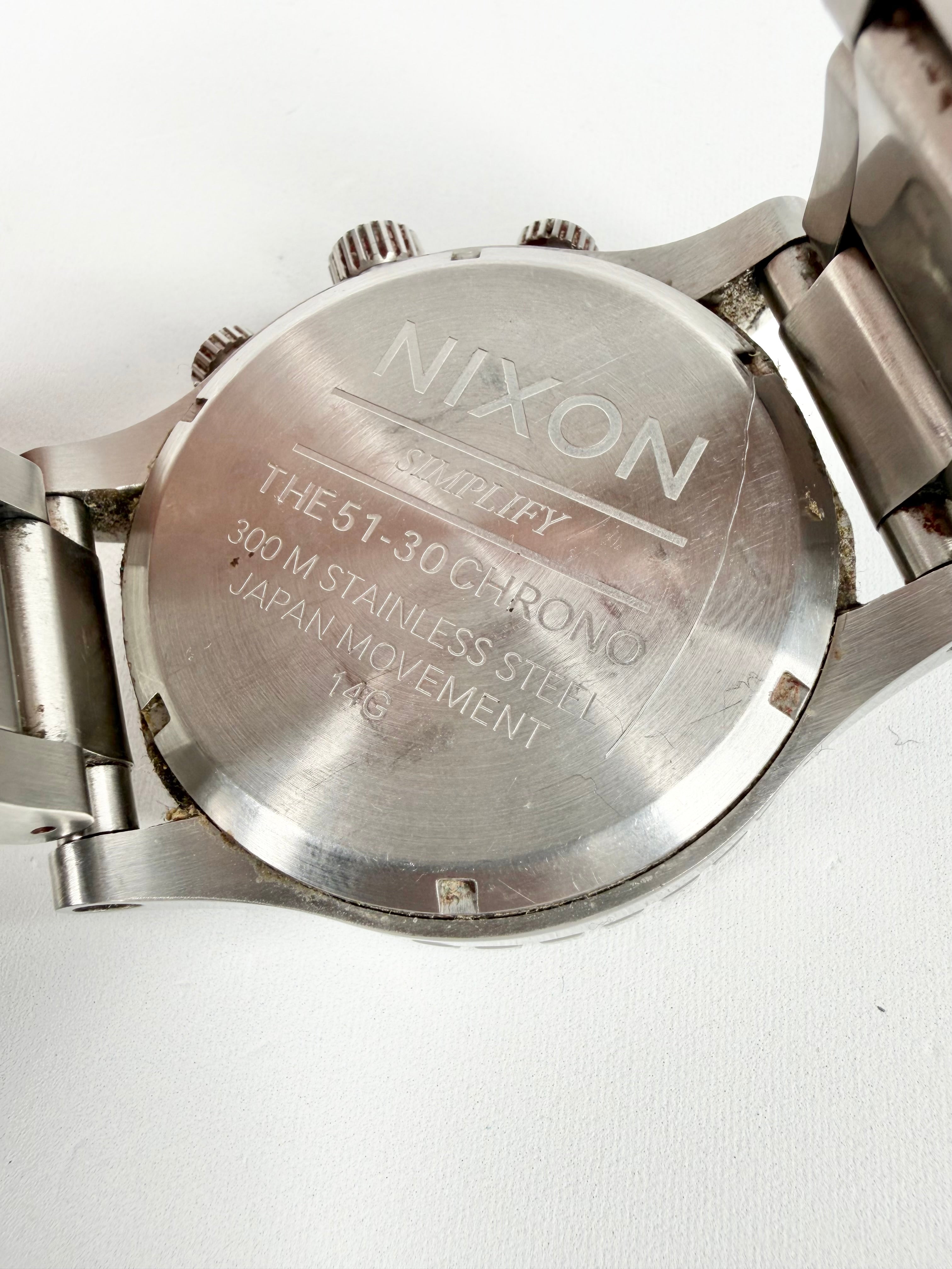 Nixon 51-30 Large Sliver Chrono Watch