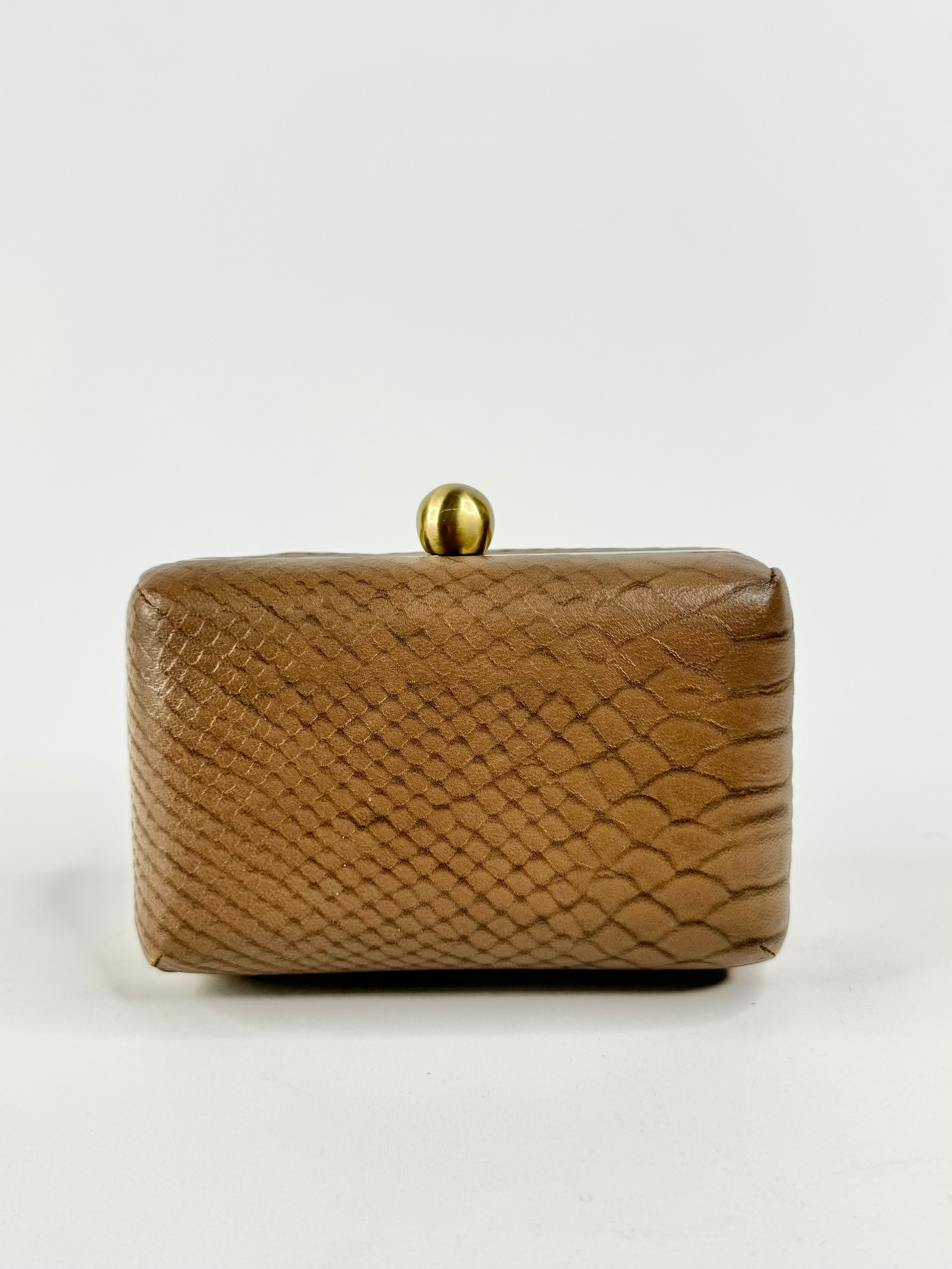Jigsaw Taupe Leather Clutch
