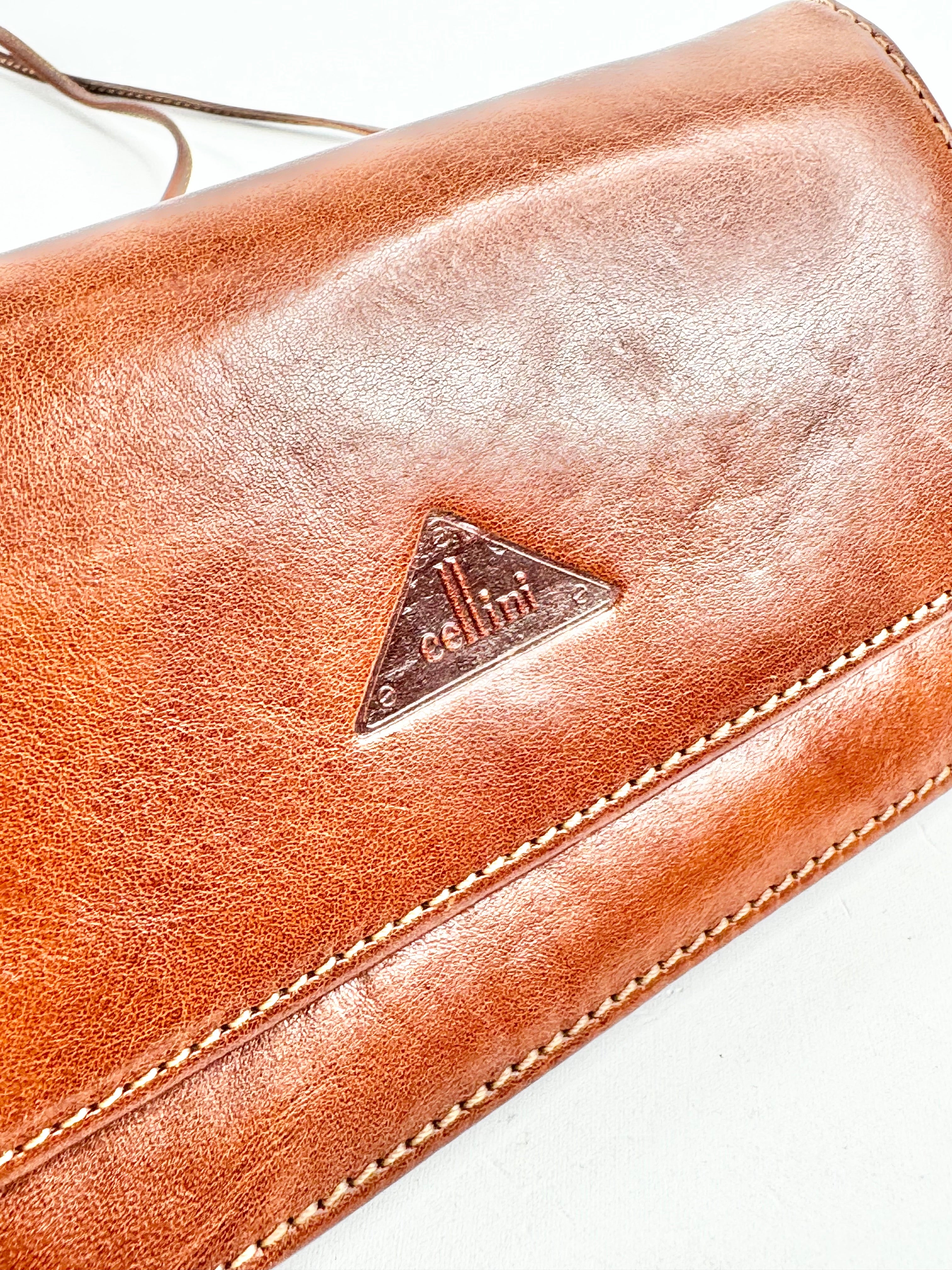 Cellini Deep Tan Mini Cross Body Bag