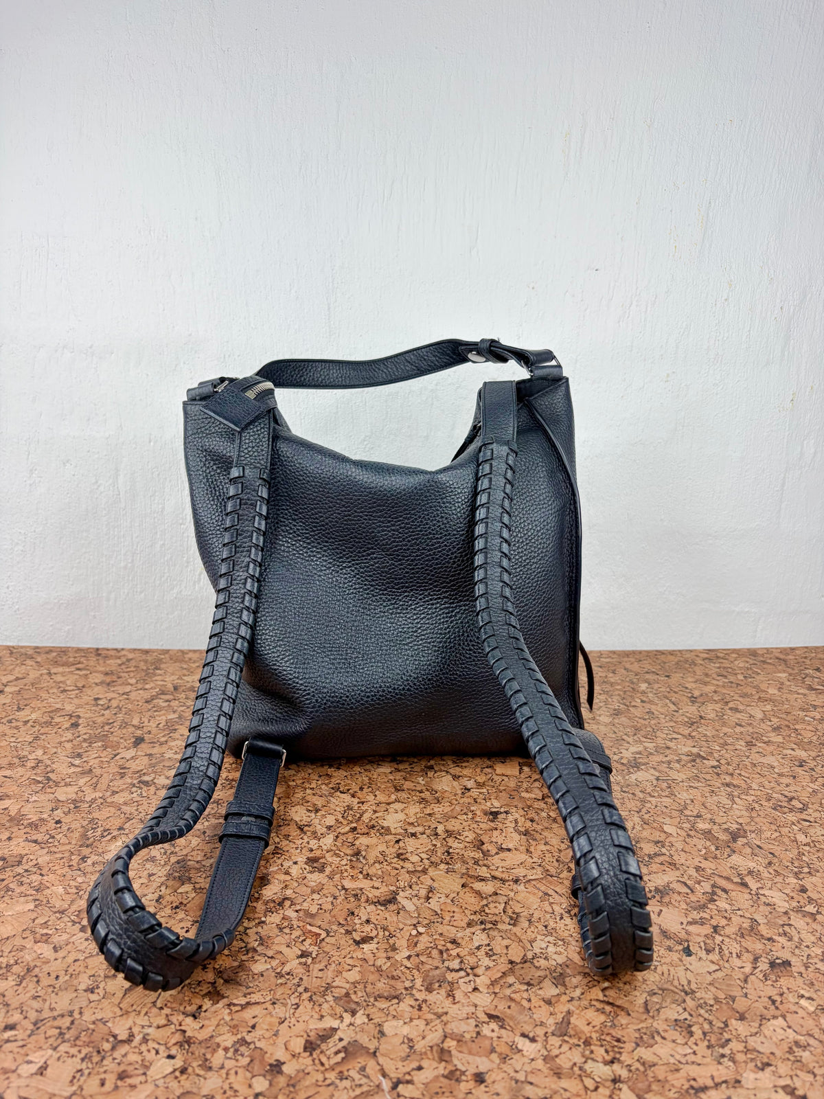 All Saints Black 'Kita' Convertible Leather Backpack