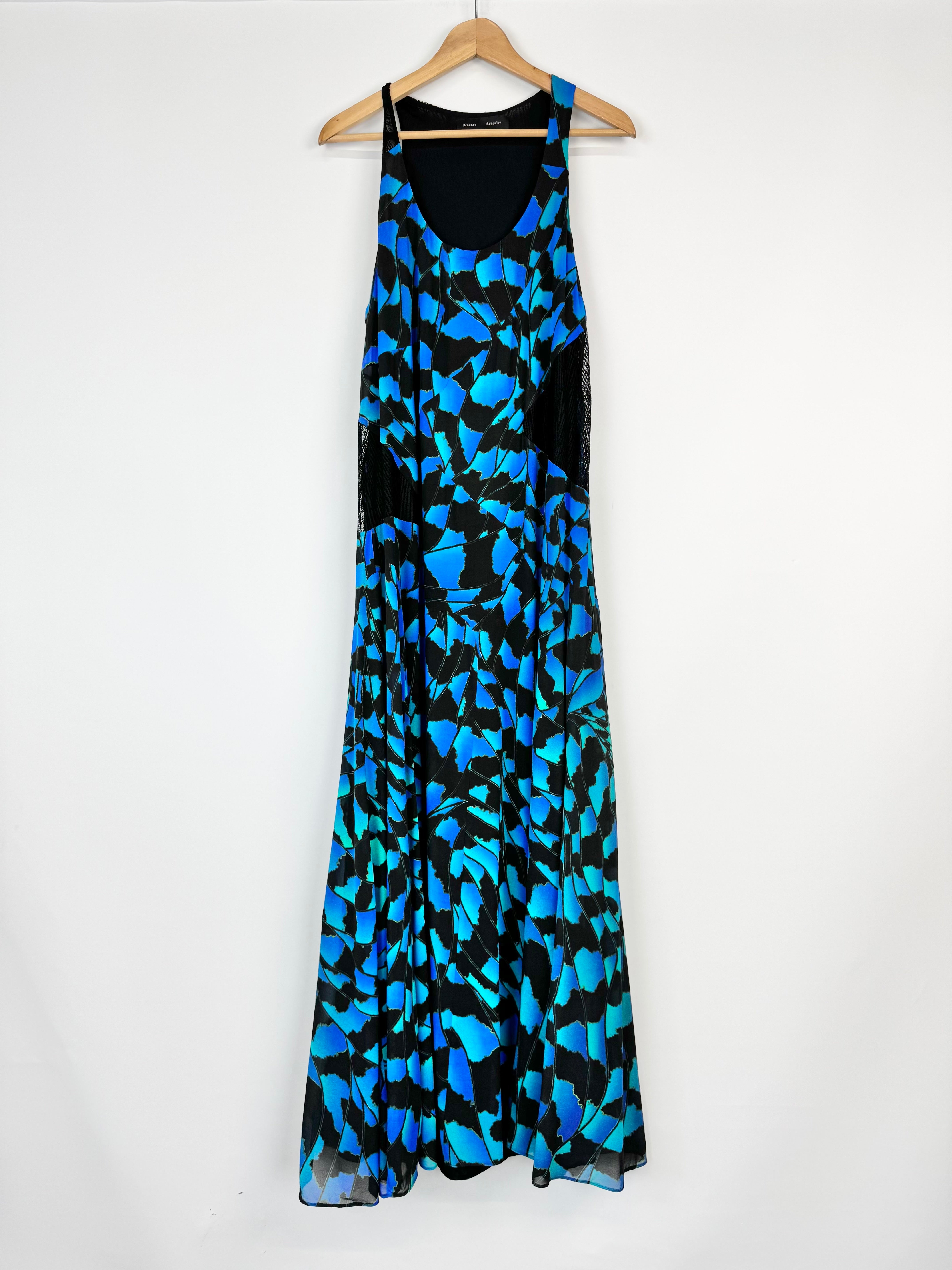 Proenza Schoulder Blue & Geometric Pattern Maxi Dress - AU12