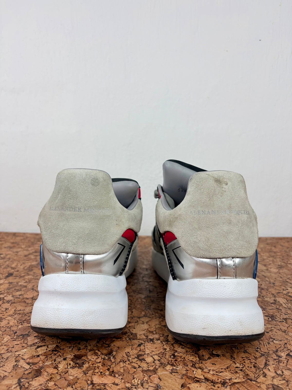 Alexander McQueen Oversized Patchwork Cocktail Silver Sneakers - EU42