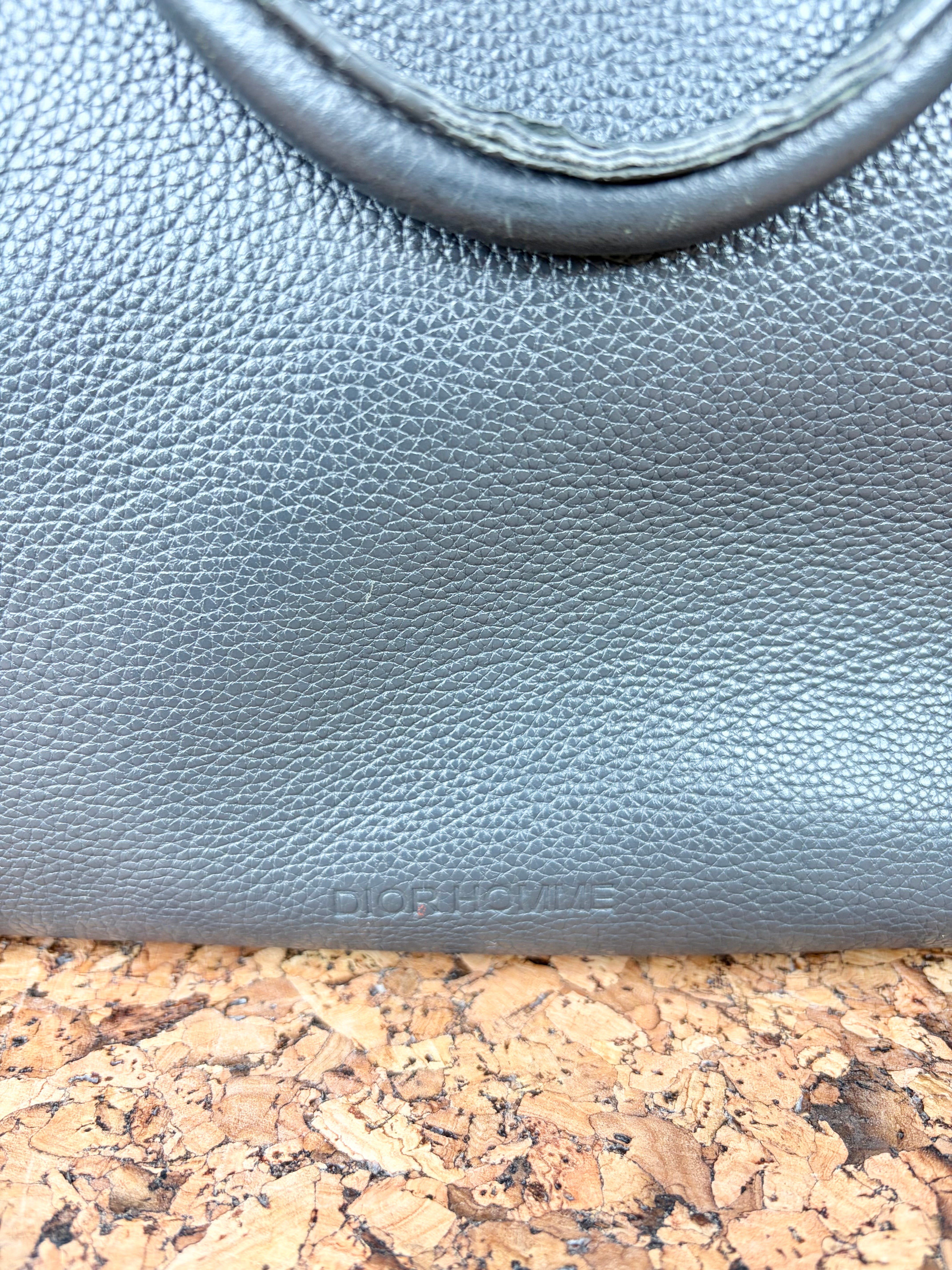 Vintage Christian Dior Homme Ash Grey Grained Leather Briefcase
