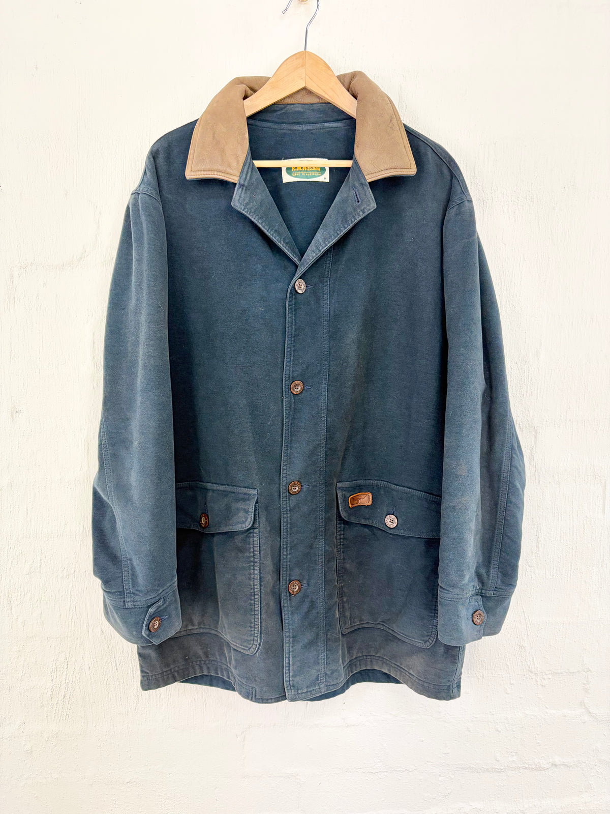 Vintage R.M. Williams Blue & Tan Cotton Moleskin Jacket - M