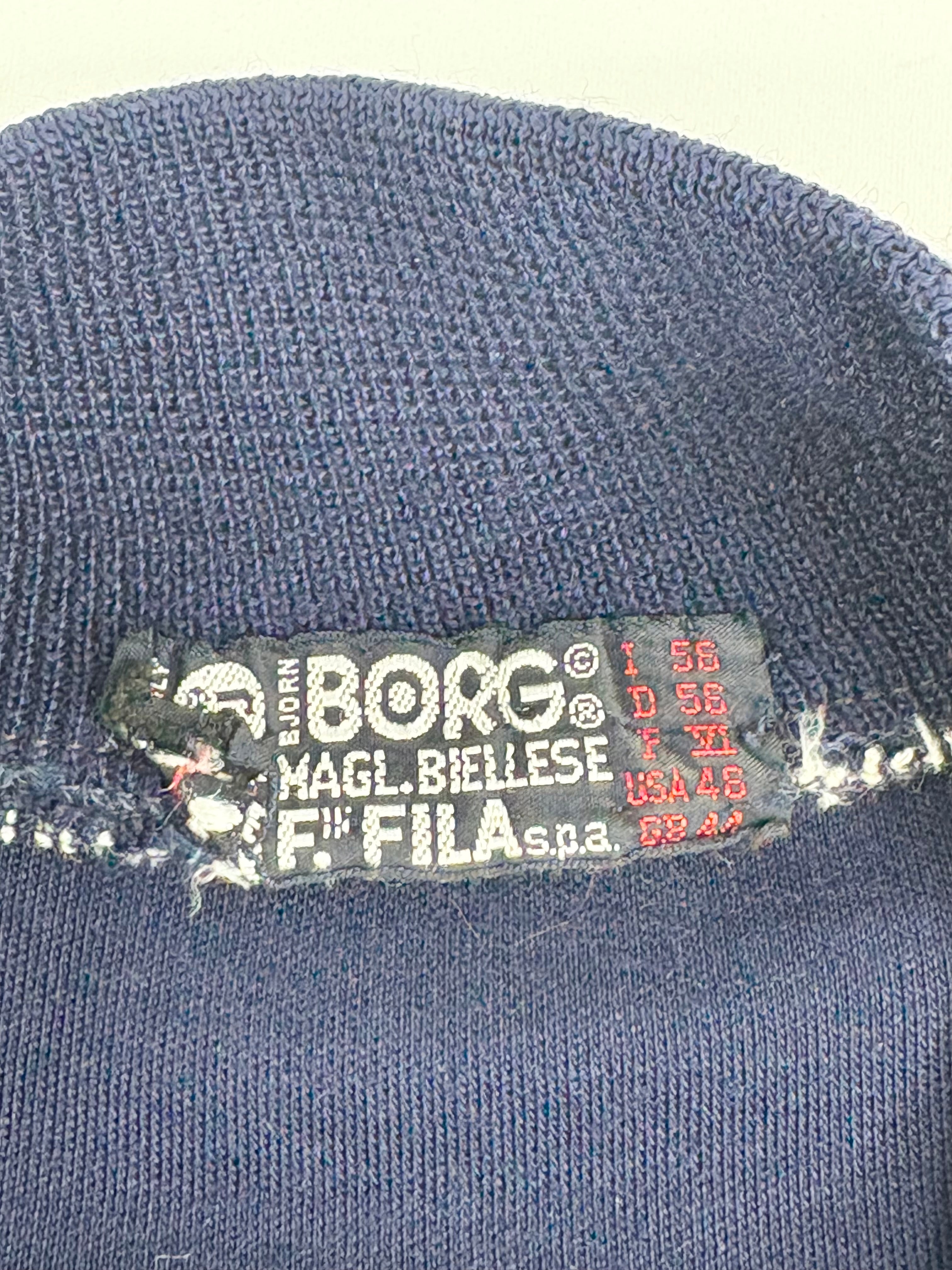 Vintage 70s Fila x Bjorn Borg Navy Blue Wool-Blend Tennis Jacket - AU8/10
