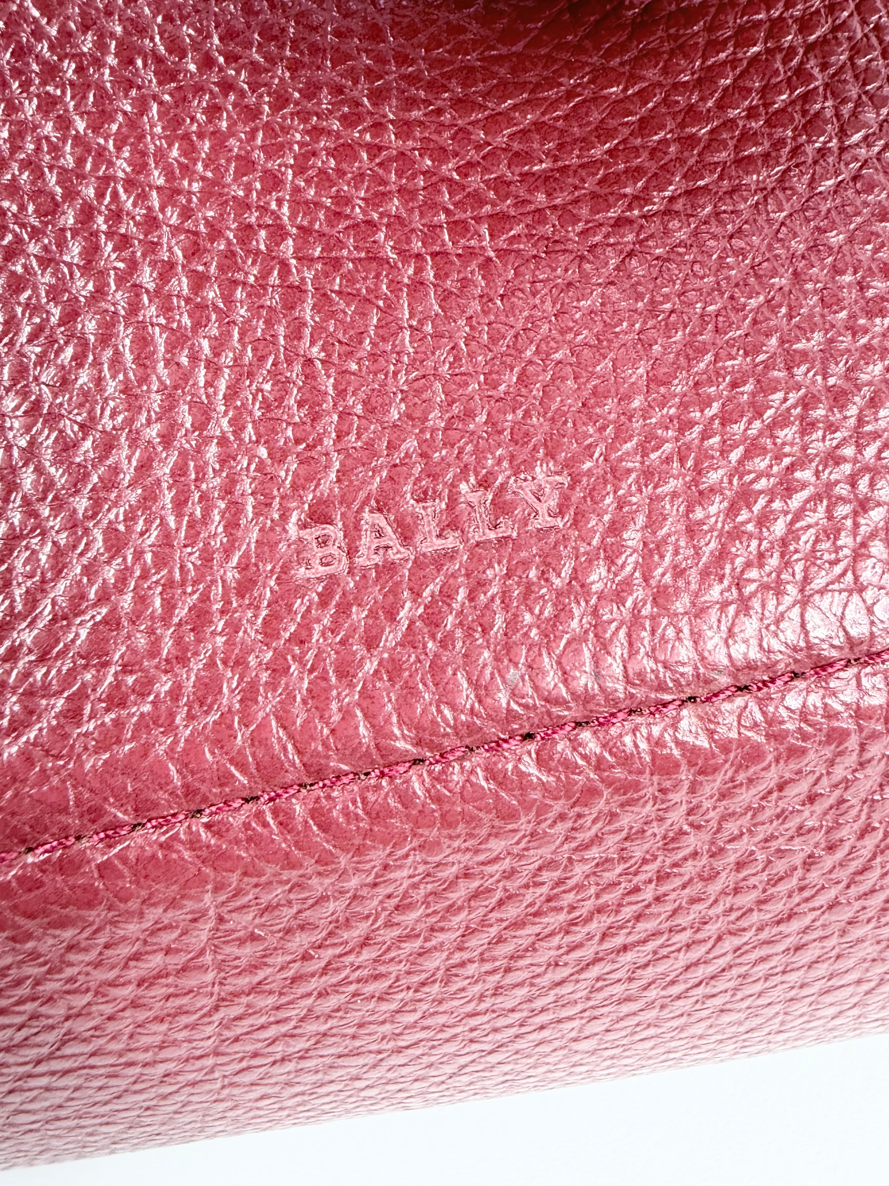 Bally Wine Grained Leather ‘Ballyssime’ Shoulder Bag