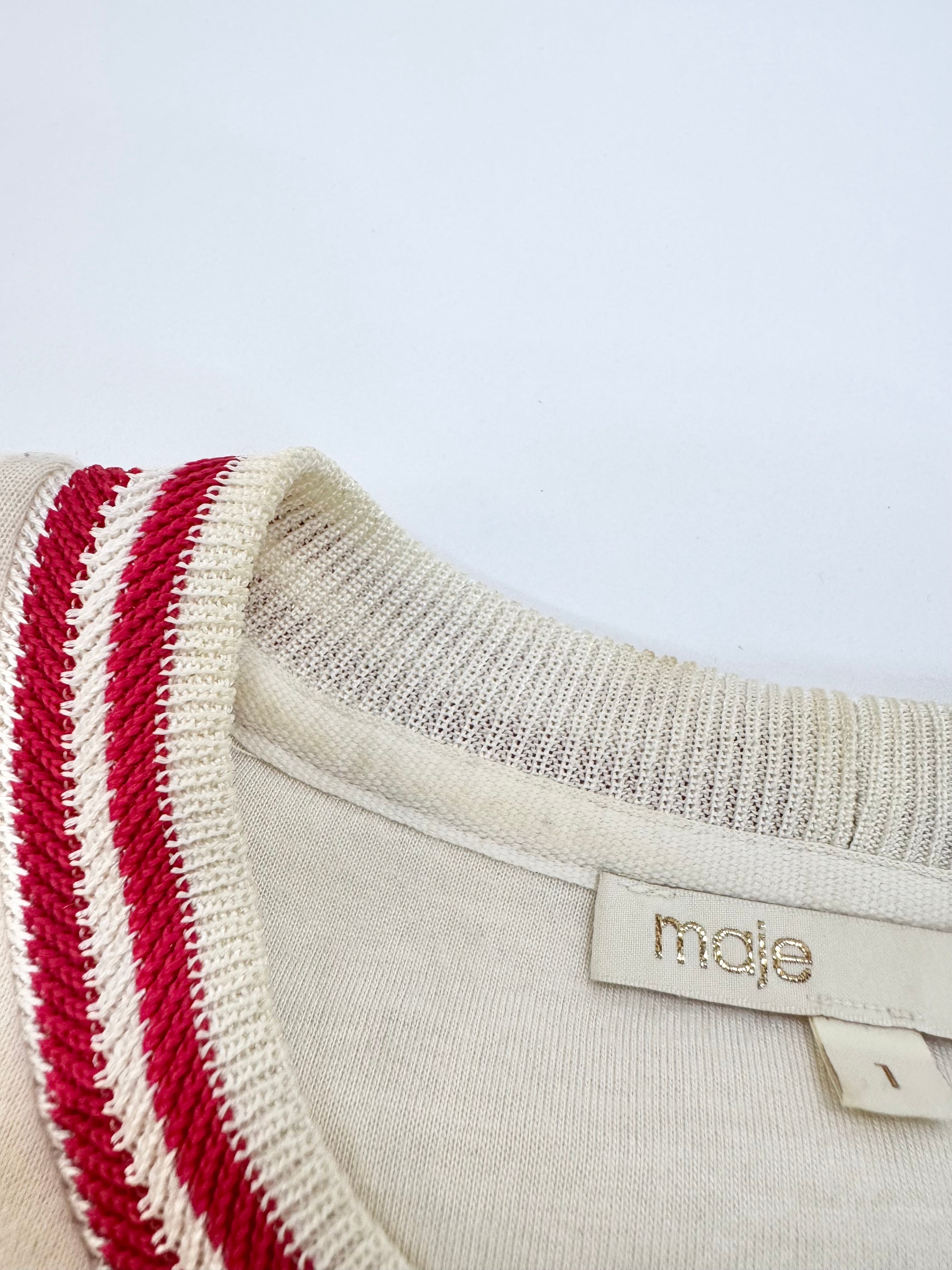 Maje Cream 'Butterfly 7' Embroidered Sweater - AU8/10