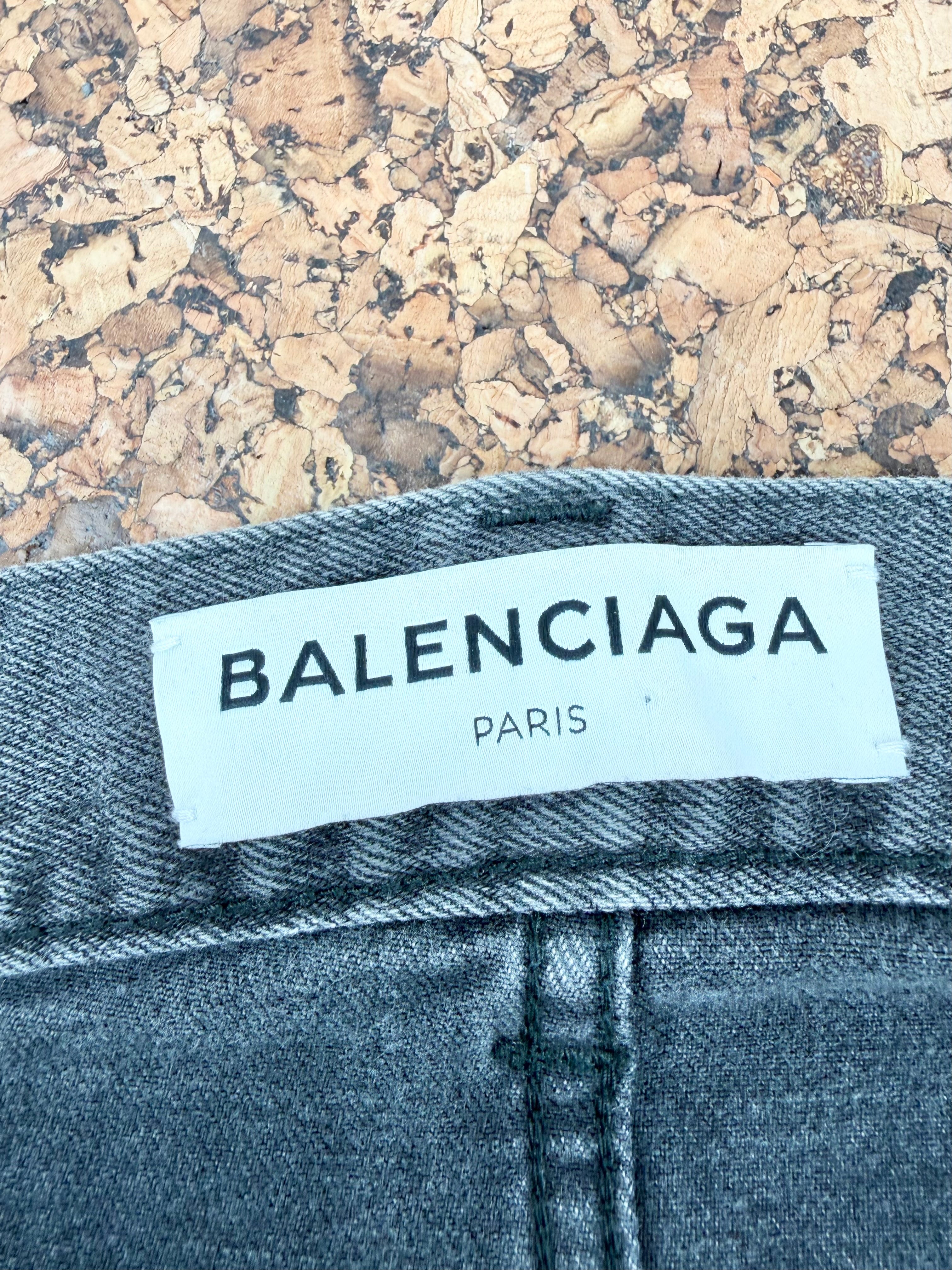 Balenciaga 2017 Grey Washed Ripped Skinny Jeans - 30