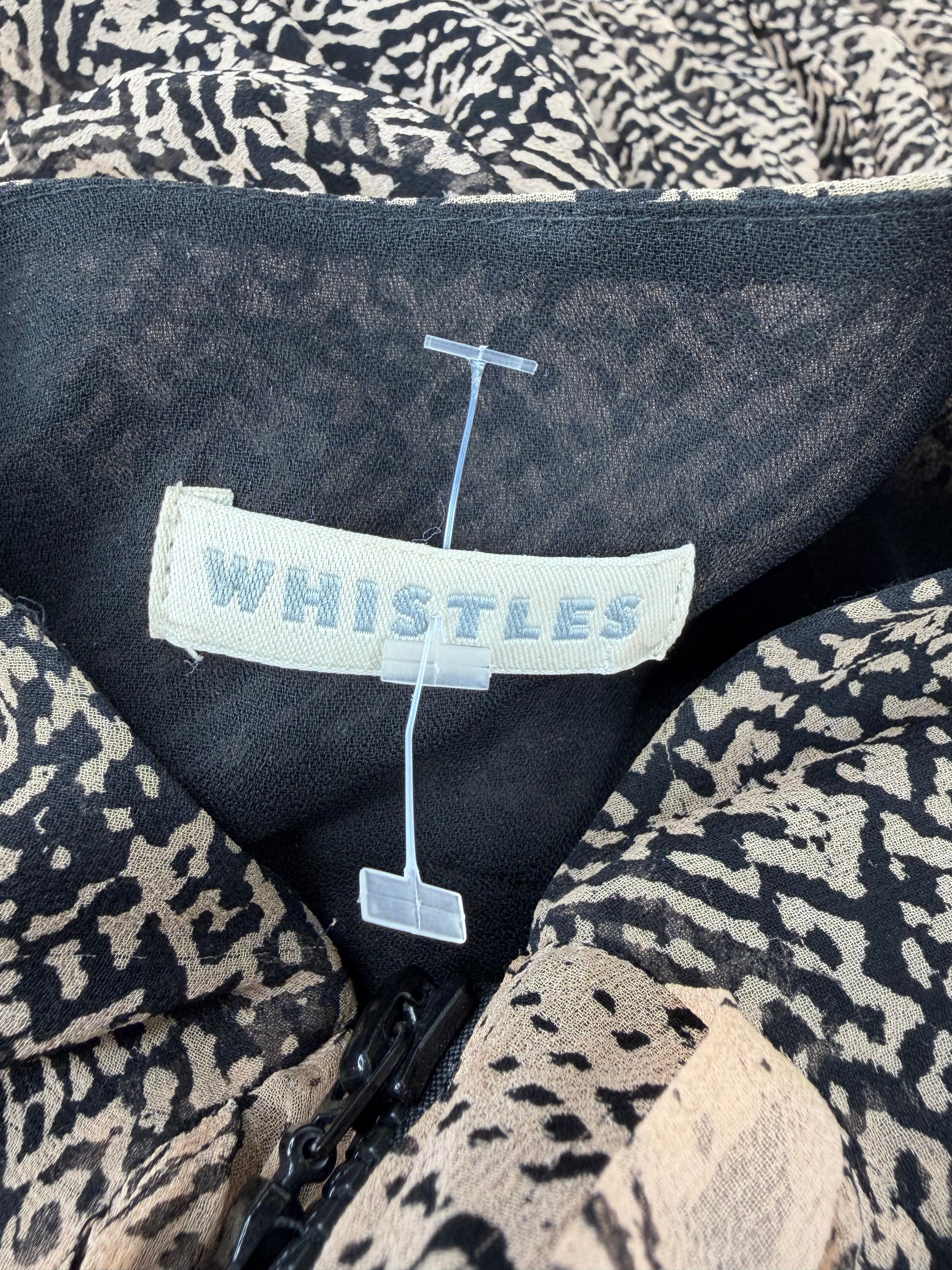 Whistles Beige & Black Pattern Sleeveless Silk Dress - AU10