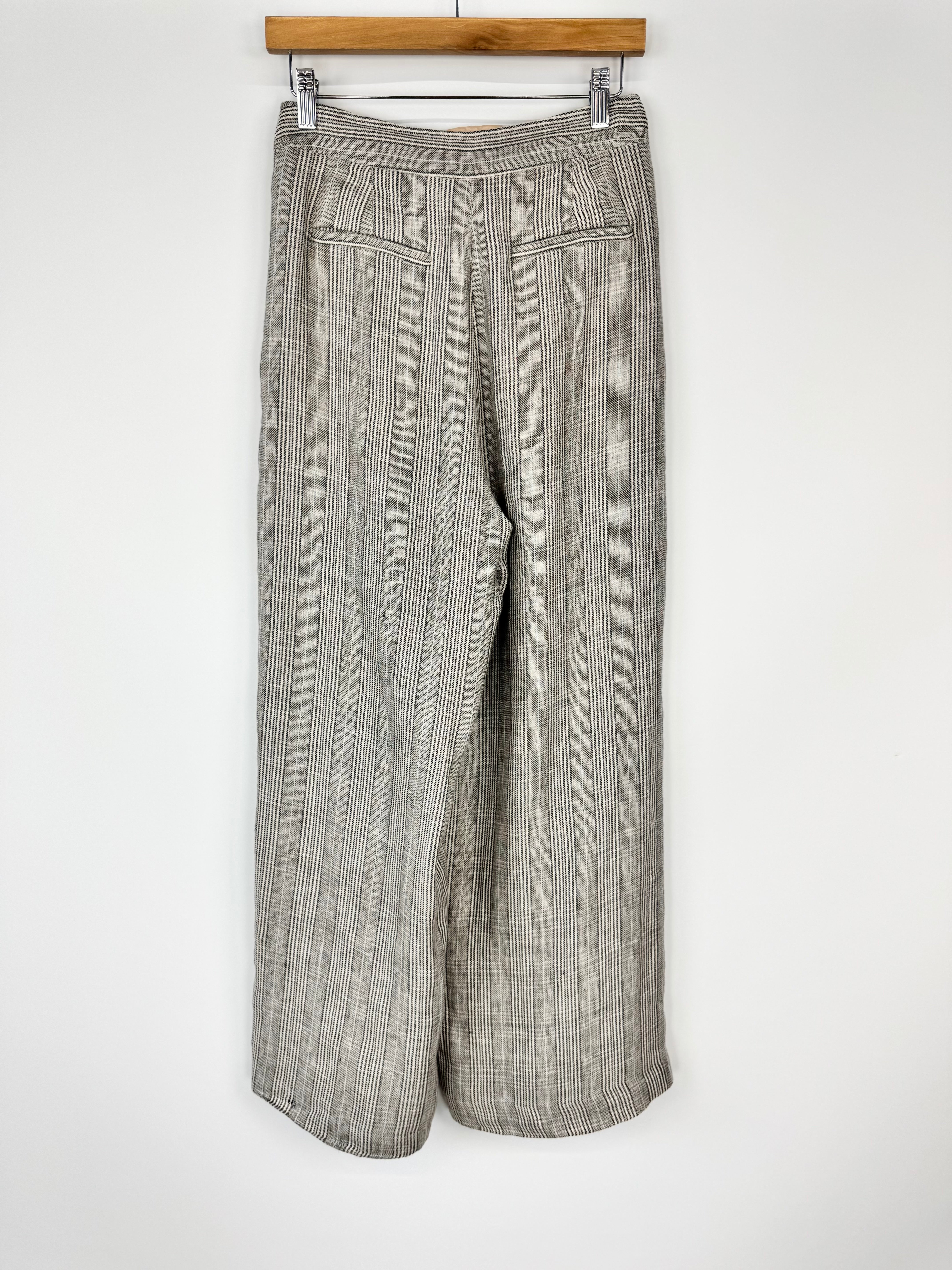 Husk Grey Beige & Blue Prince of Wales Check Linen 3 Piece Suit - AU8