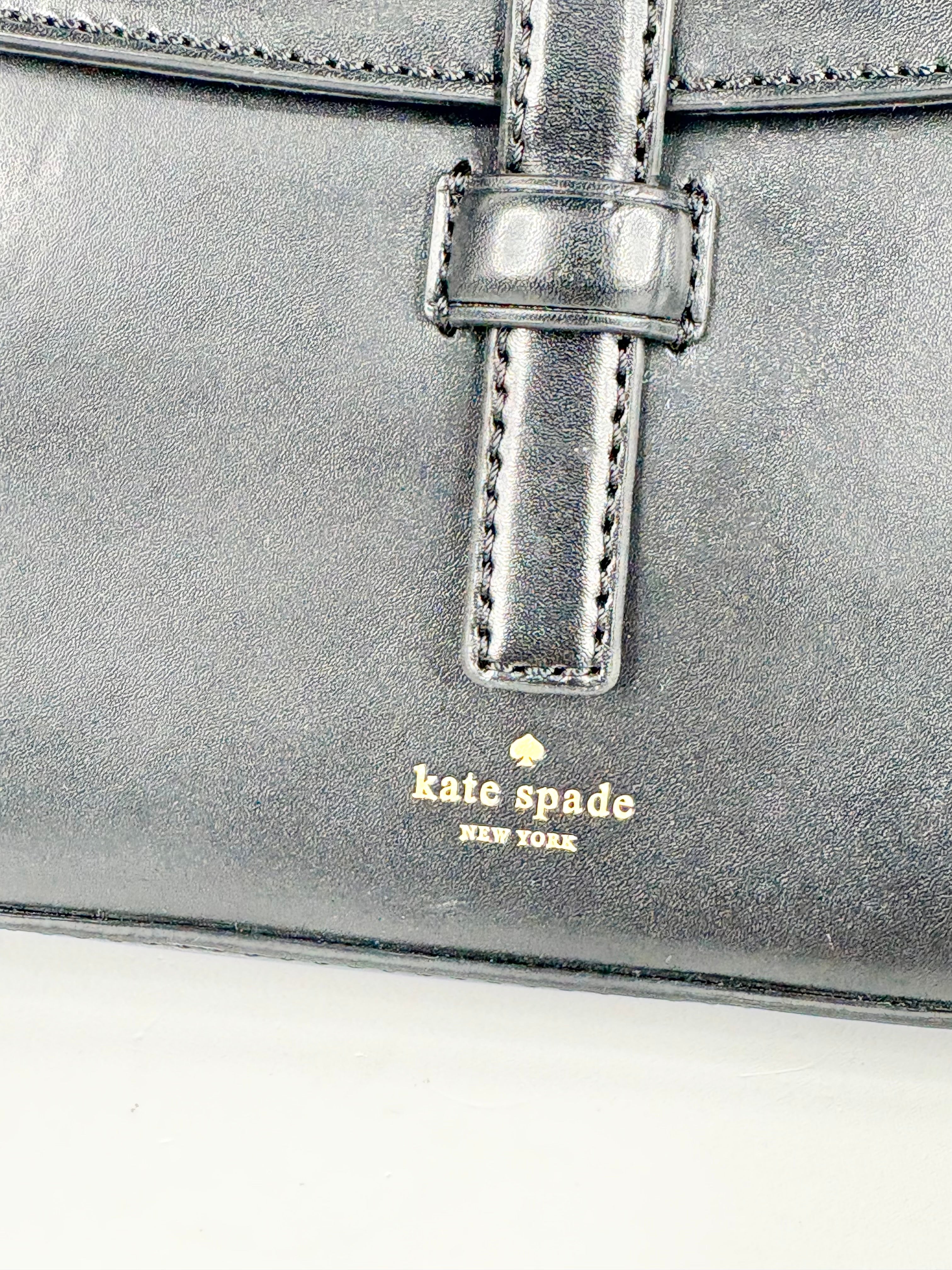 Kate Spade Black Leather Envelope-Style Shoulder Bag