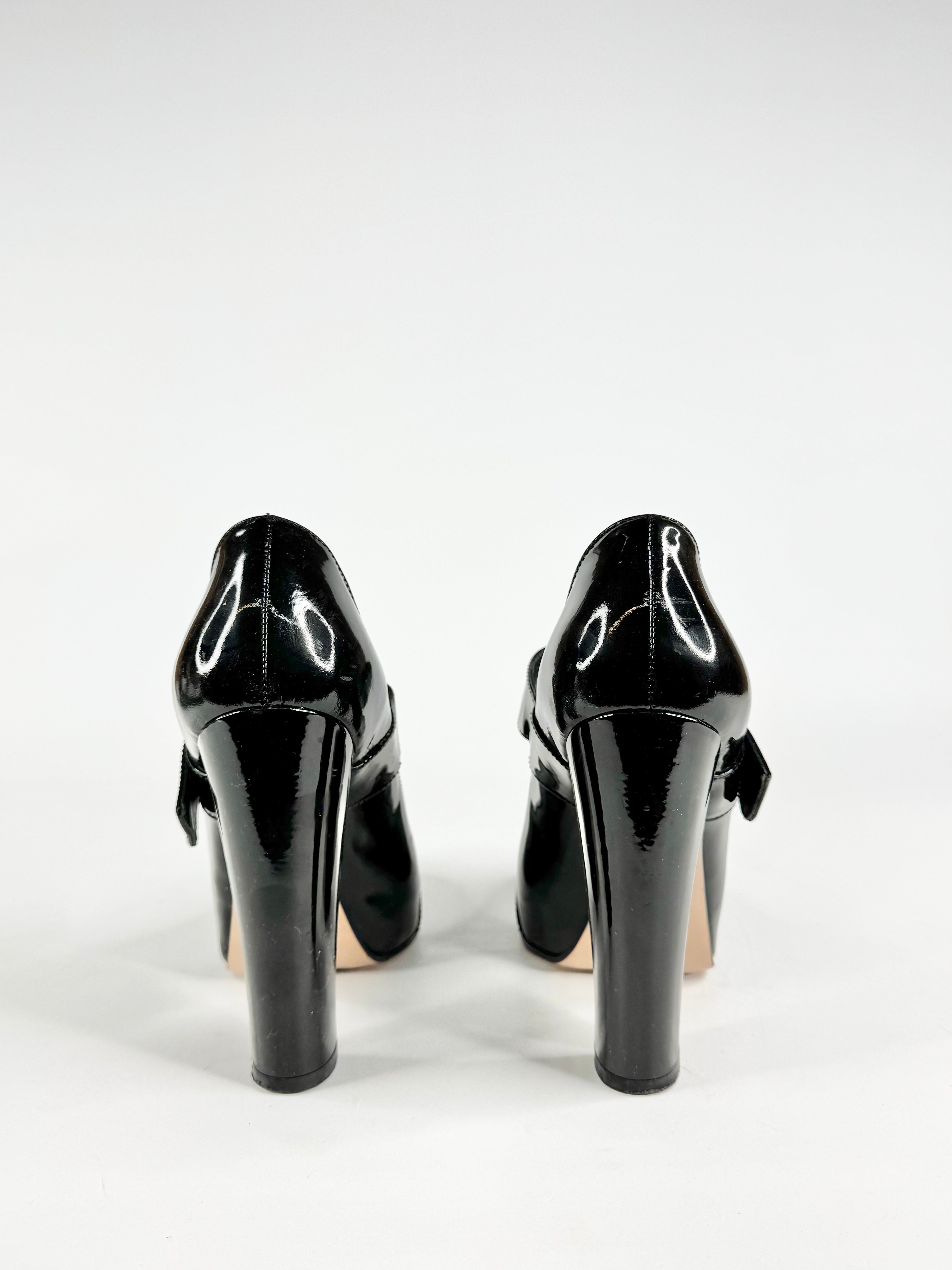 Gianvito Rossi Black Patent Leather Heeled Mary Janes - EU38