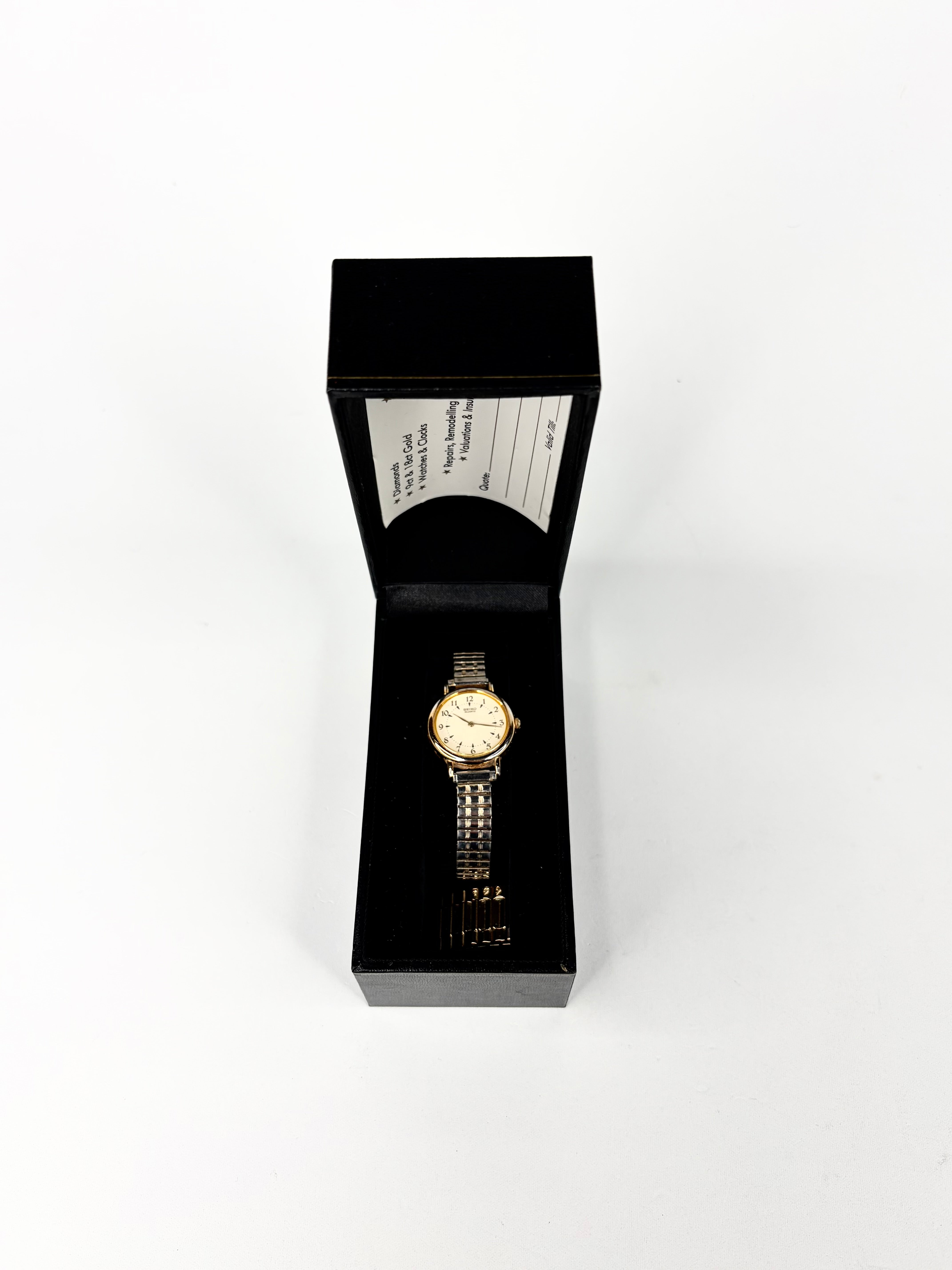 Vintage Seiko Gold Toned Quartz Watch in Case