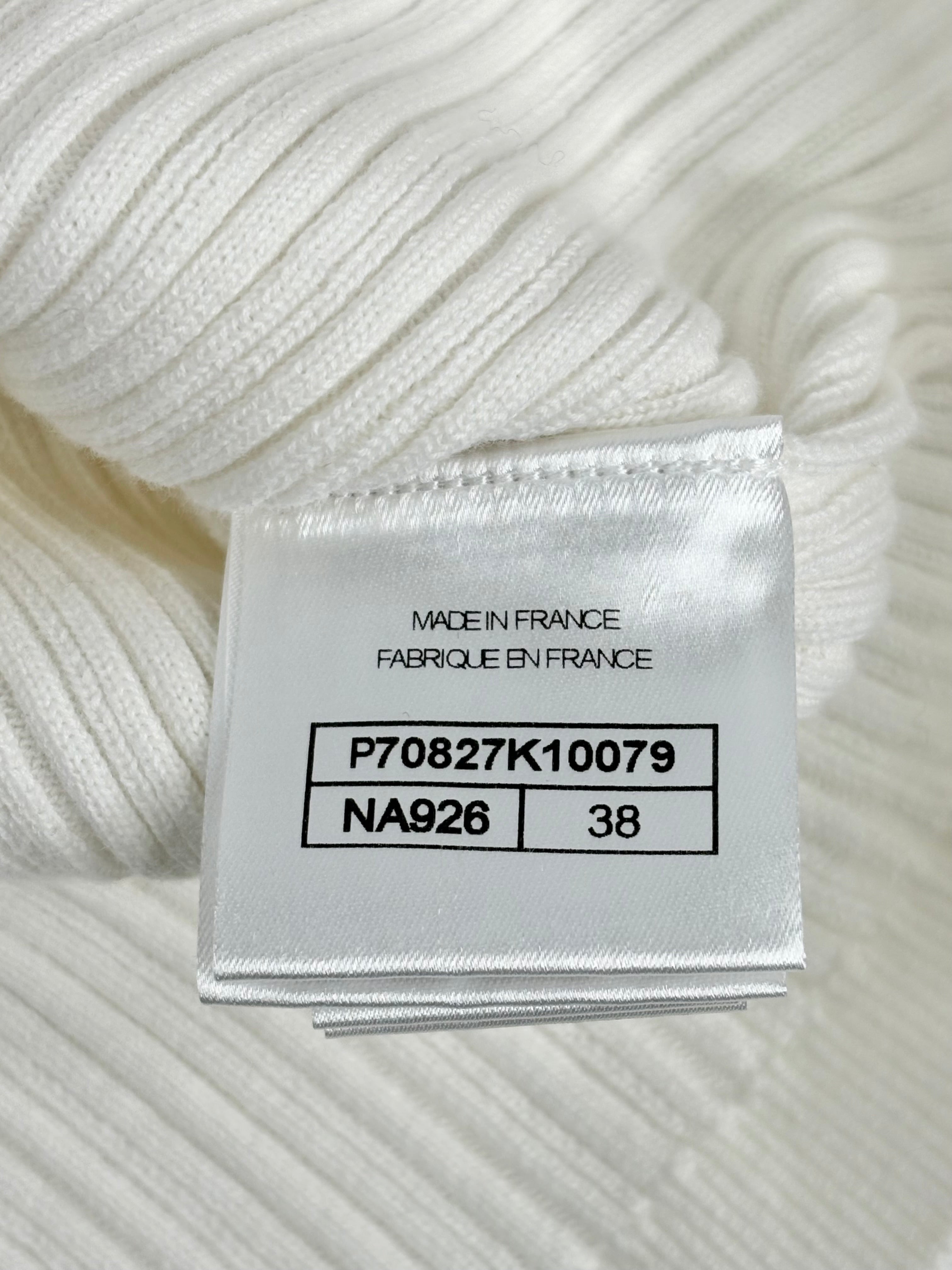 Chanel Ecru Rib-Knit Short Sleeve Top - AU10