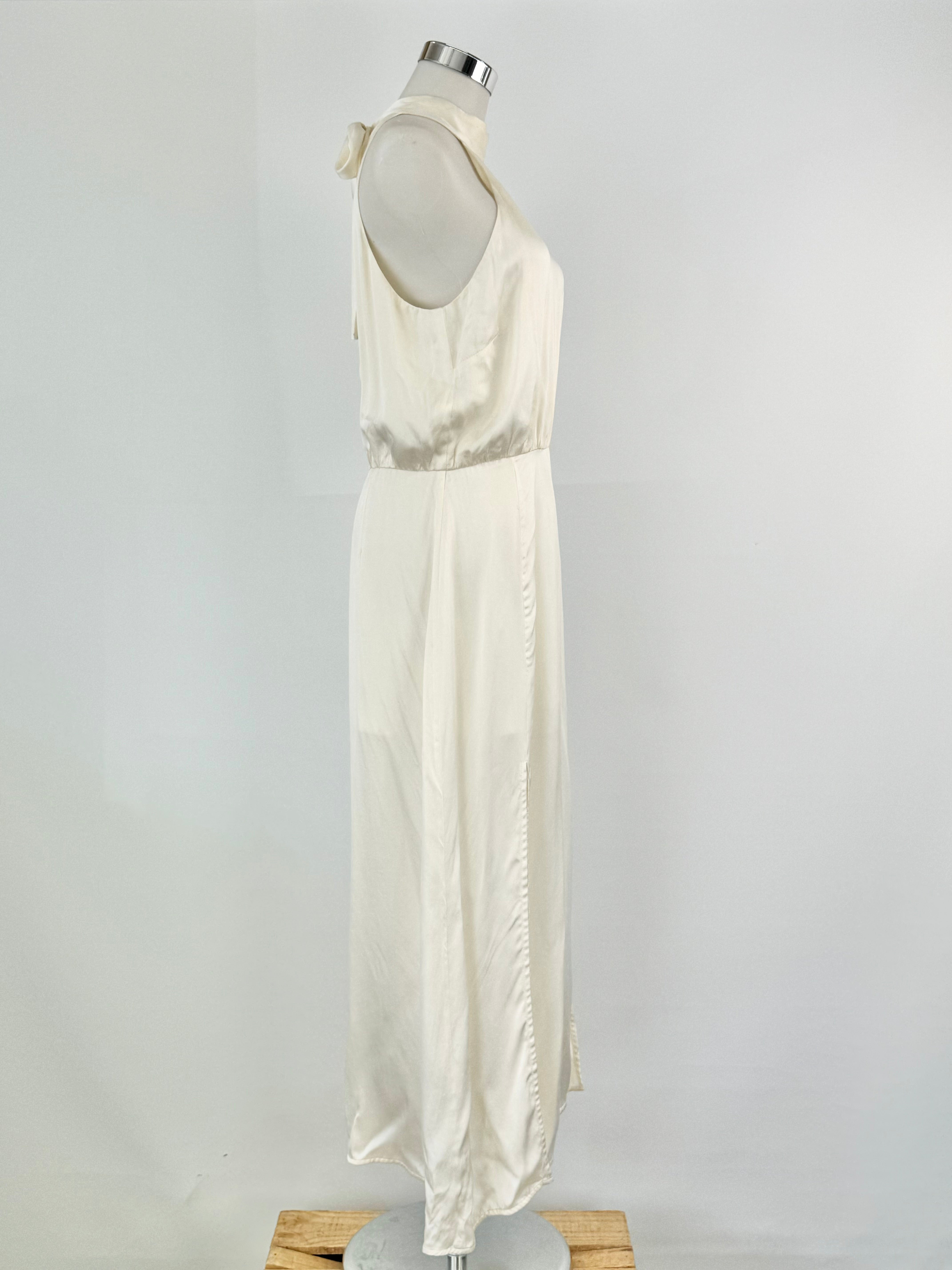 Zimmermann Pale Cream Silk Halter Neck Maxi Dress - AU10