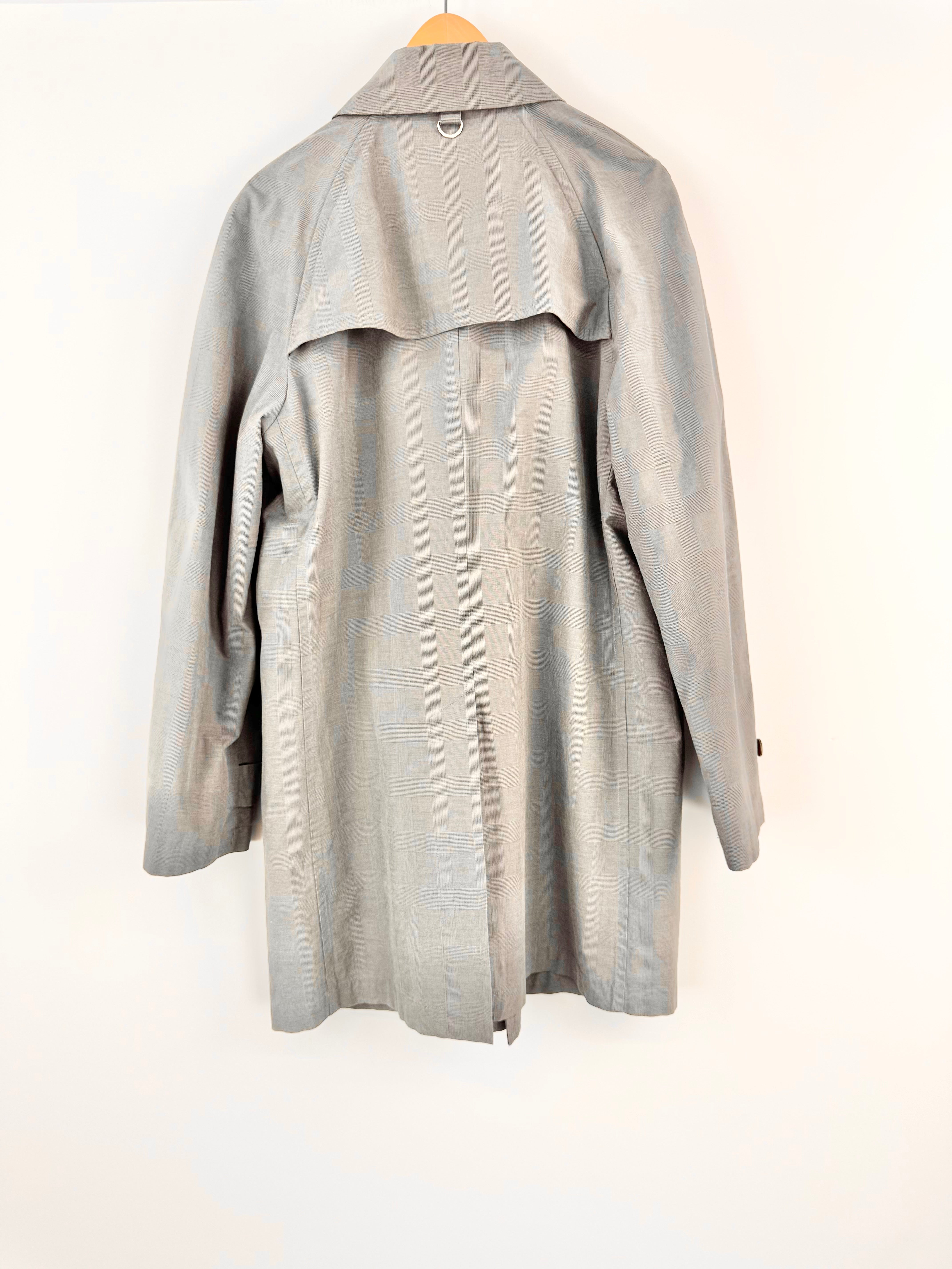 Hackett London Ash Grey Glen Plaid Pea Coat - M