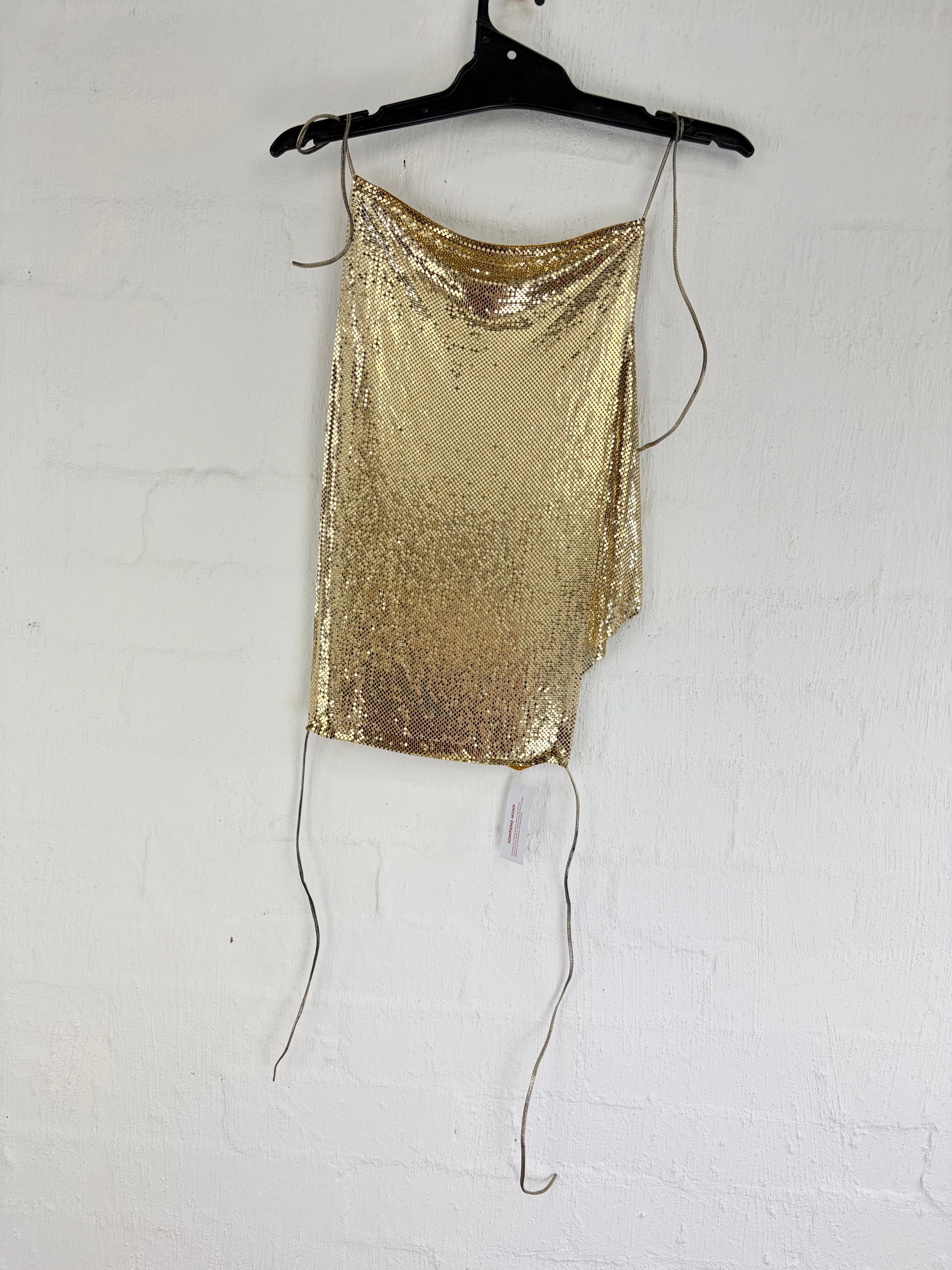 Vintage Gold Metal Mesh Backless Halter Neck Top - AU8