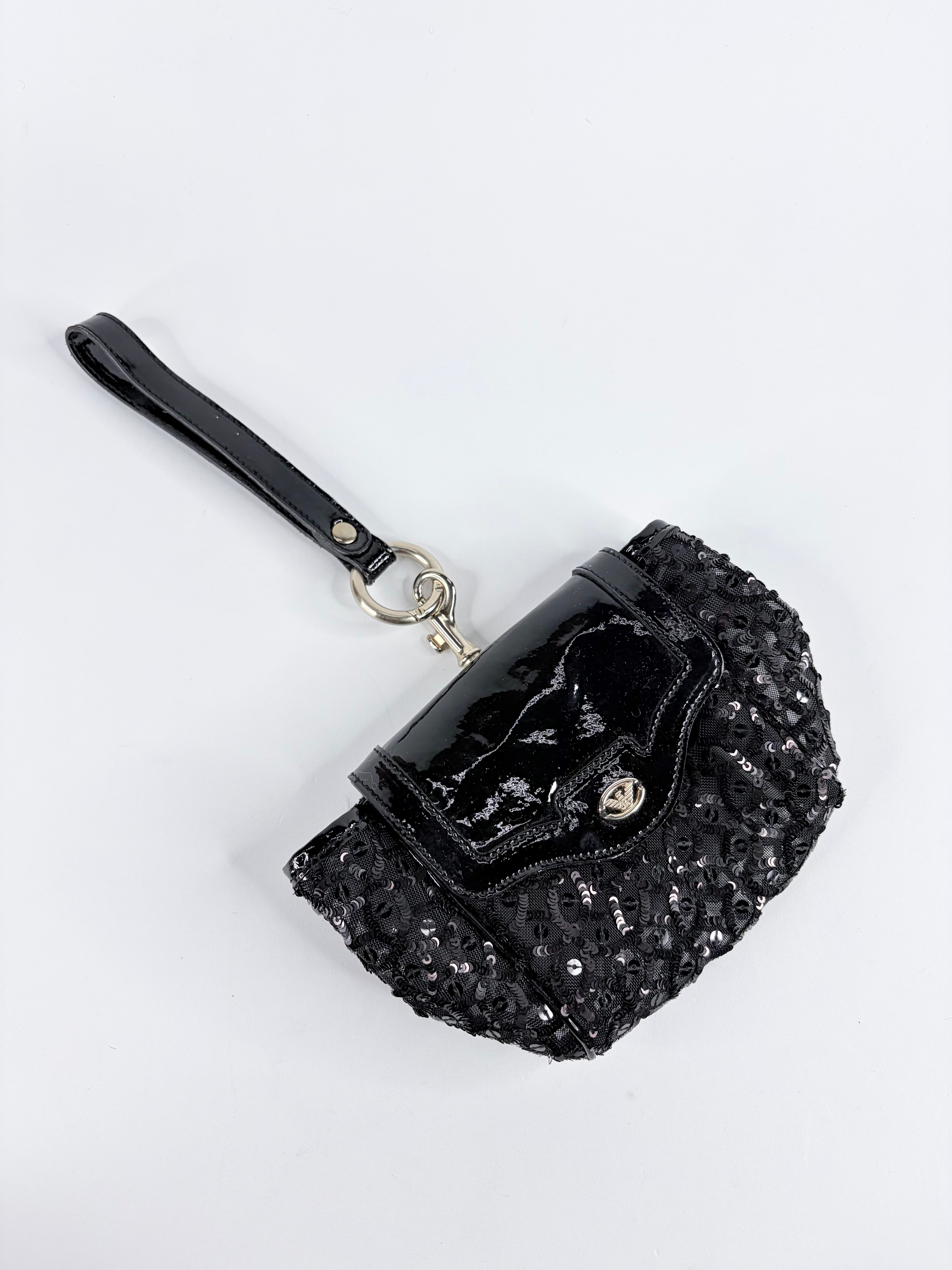 Emporio Armani Black Sequin Wristlet