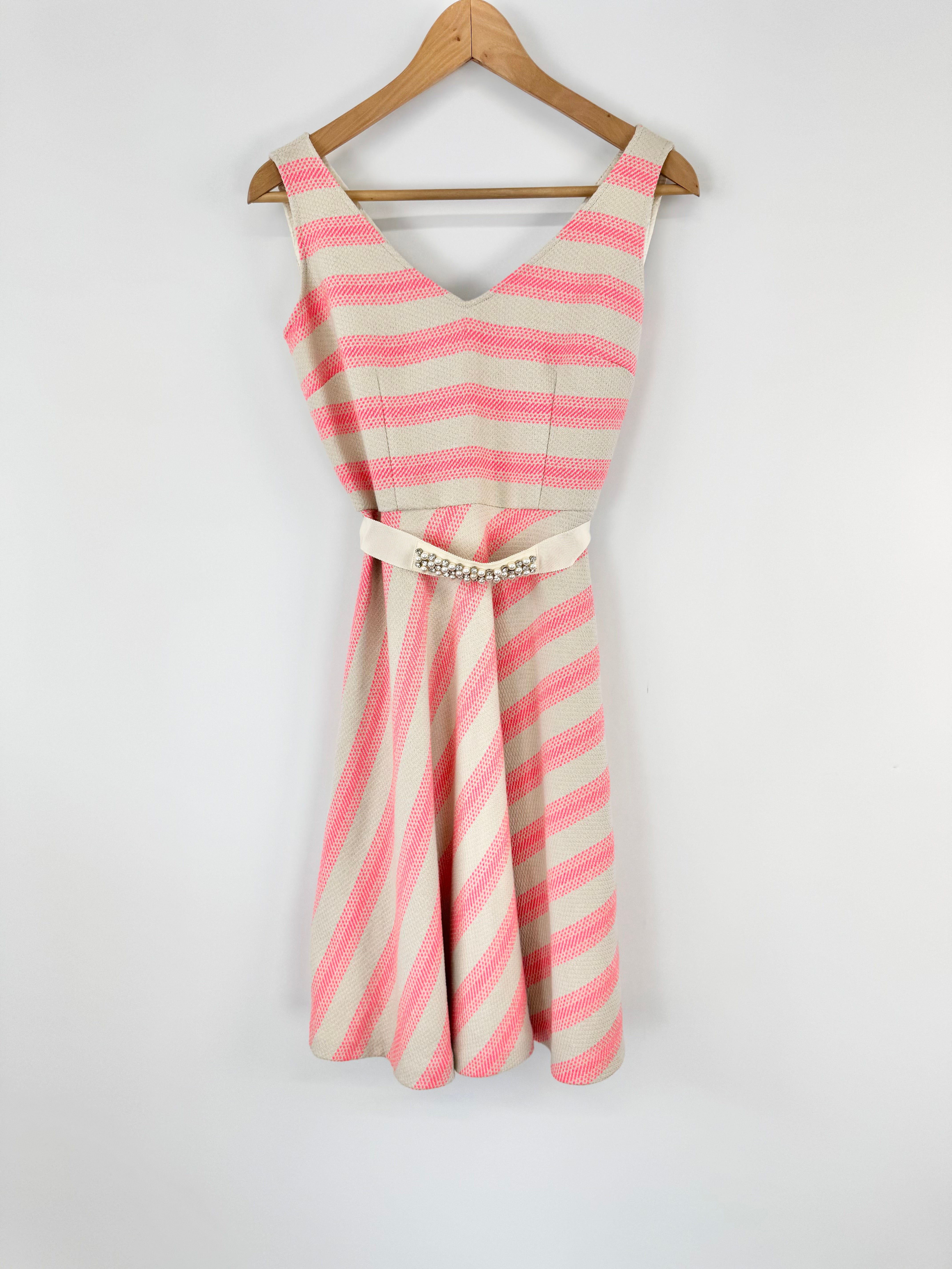 Max & Co Blush Pink & Cream Striped & Jewel Embellished Dress & Jacket - AU8