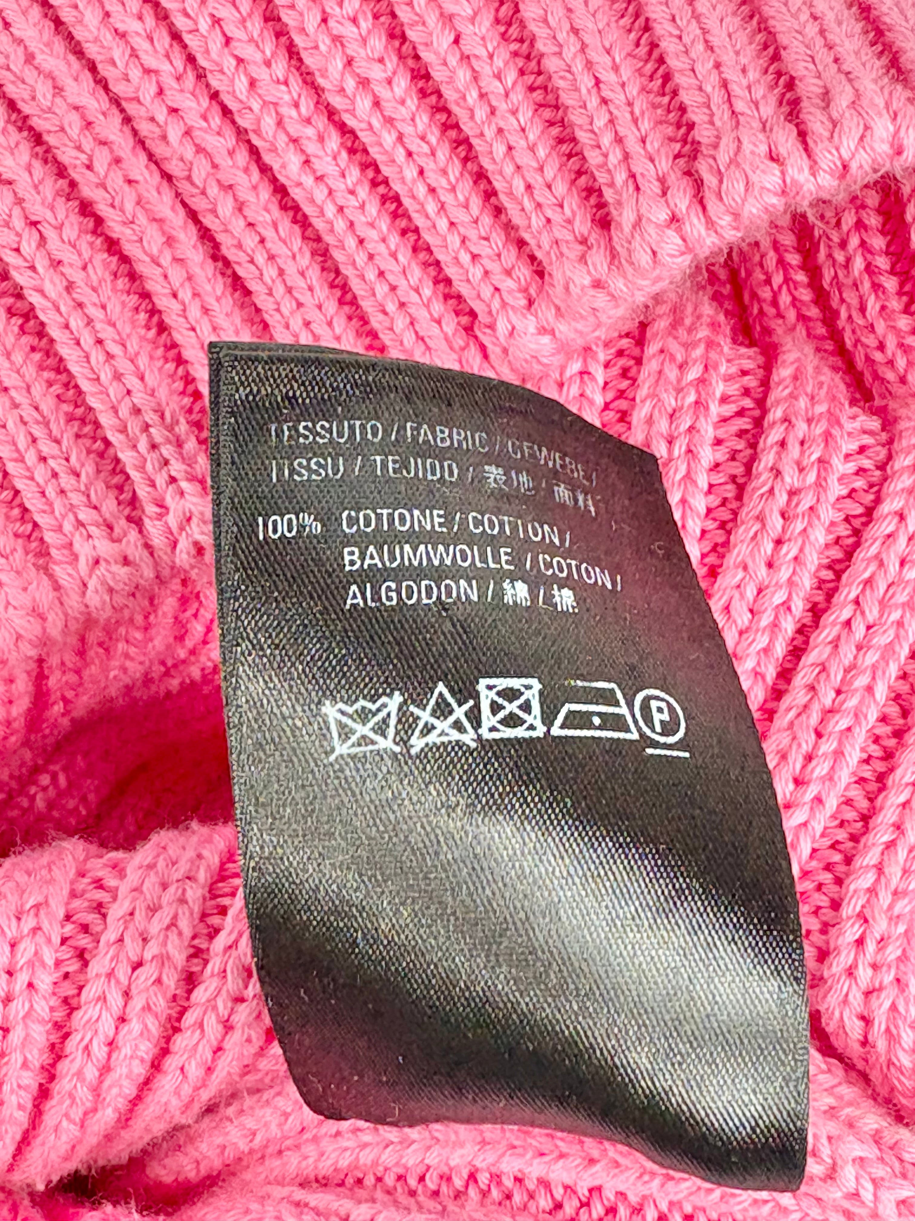 Balenciaga Pink Ribbed-Knit Logo Print Oversized Sweater - AU6/8