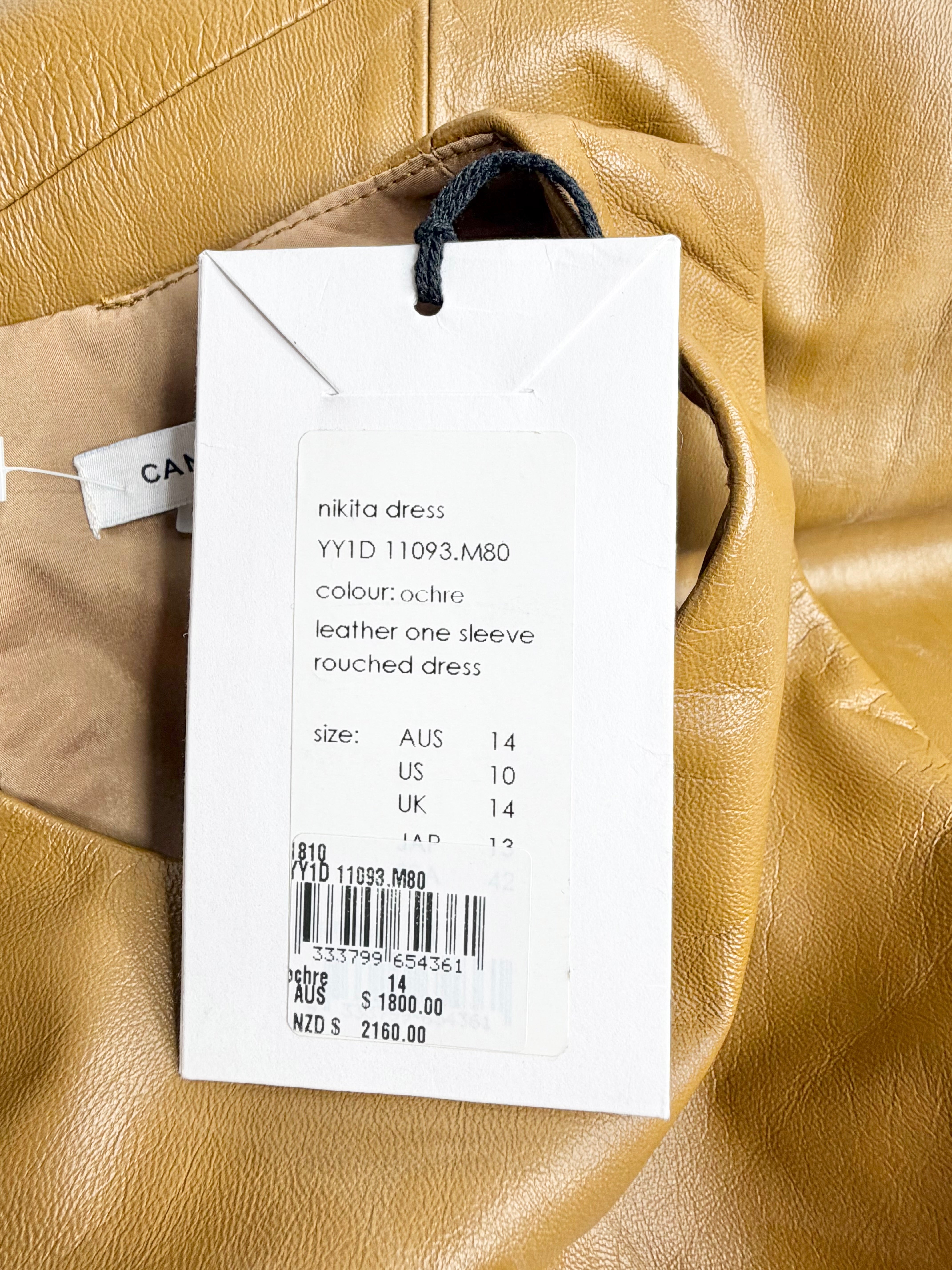Camilla & Marc Ochre Leather ‘Nikita’ Gown NWT - AU14