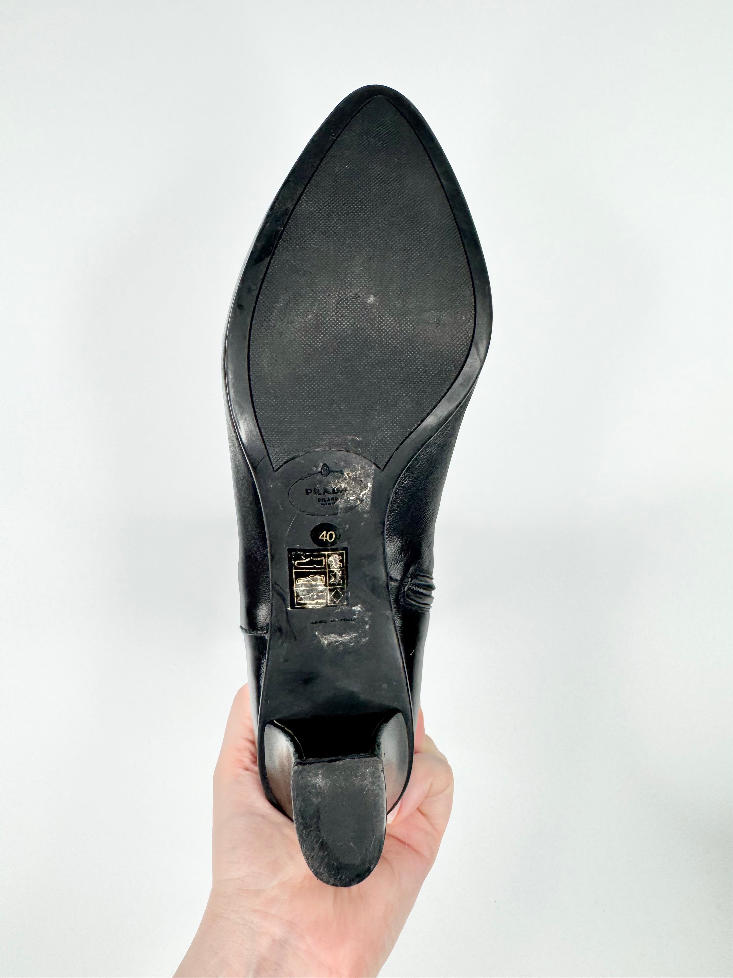 Prada Black Smooth Leather Zippered Ankle Boots - EU40