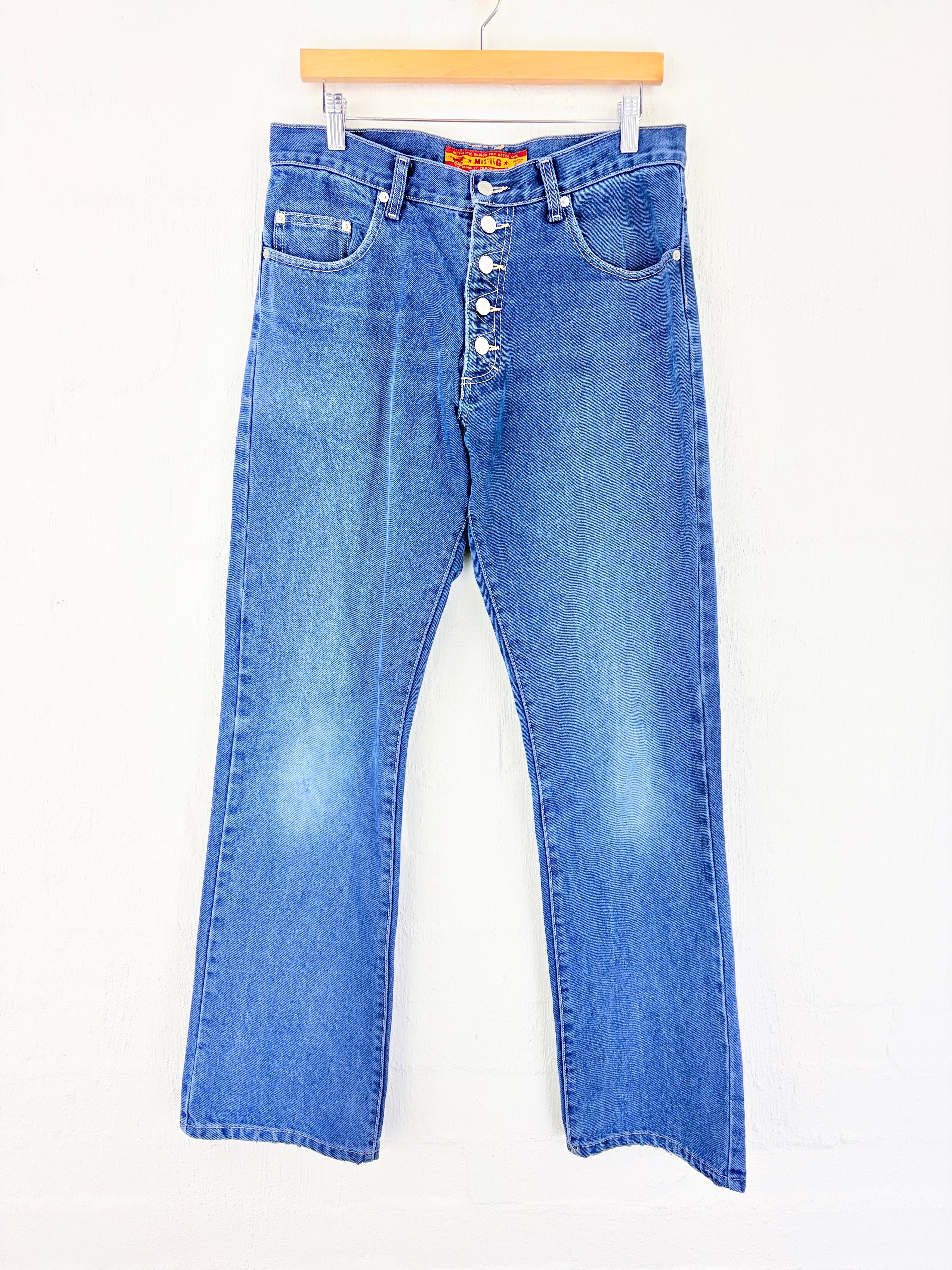 Mustang Blue Denim Button Up Jeans - AU14
