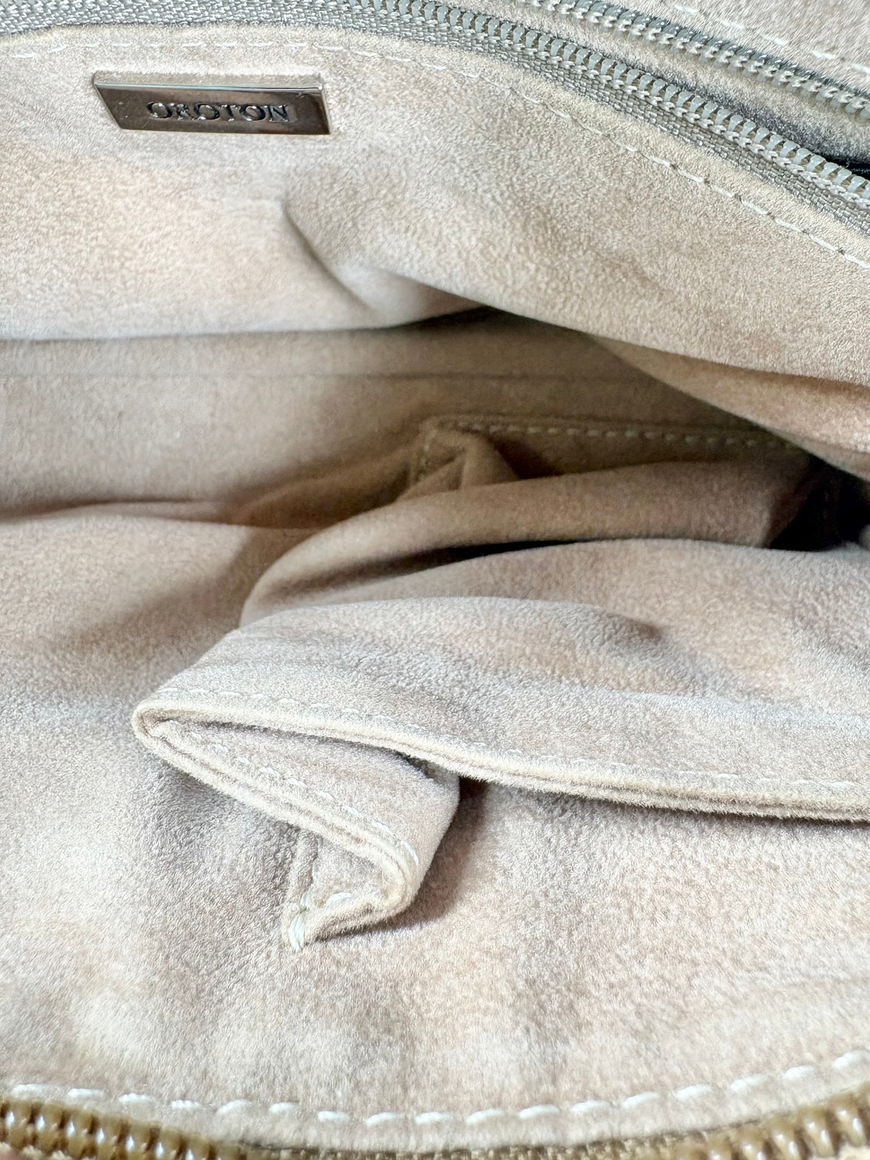 Oroton Biscuit Leather Croc-Embossed Baguette