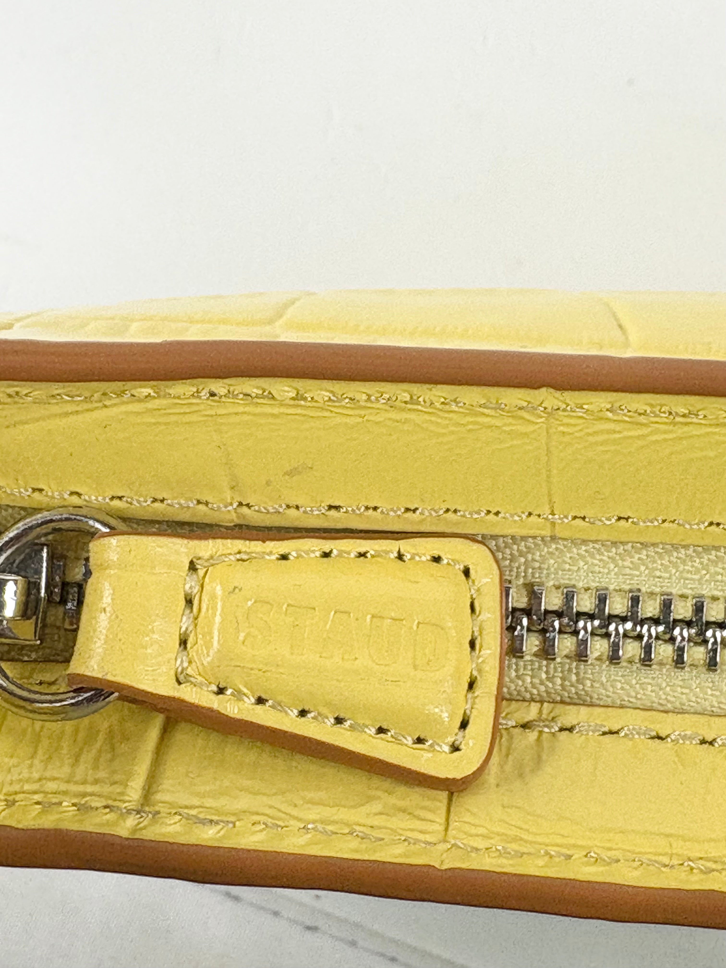 Staud Lemon Yellow Croc-Embossed Leather 'Ollie' Mini Bag