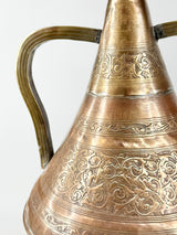 Large Engraved Copper & Brass Vase