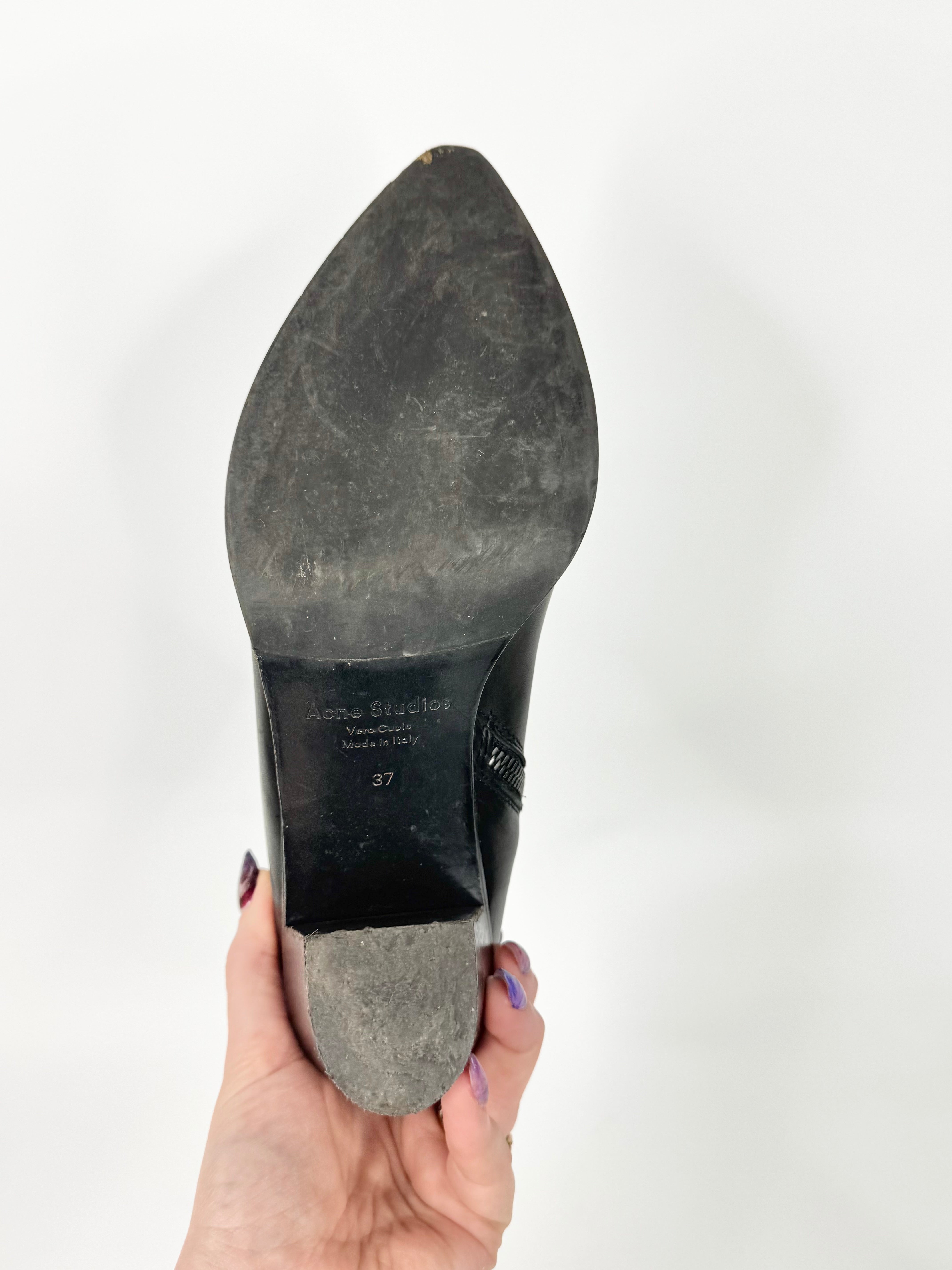 Acne Studios Black Pointed Toe Ankle Boots - EU37