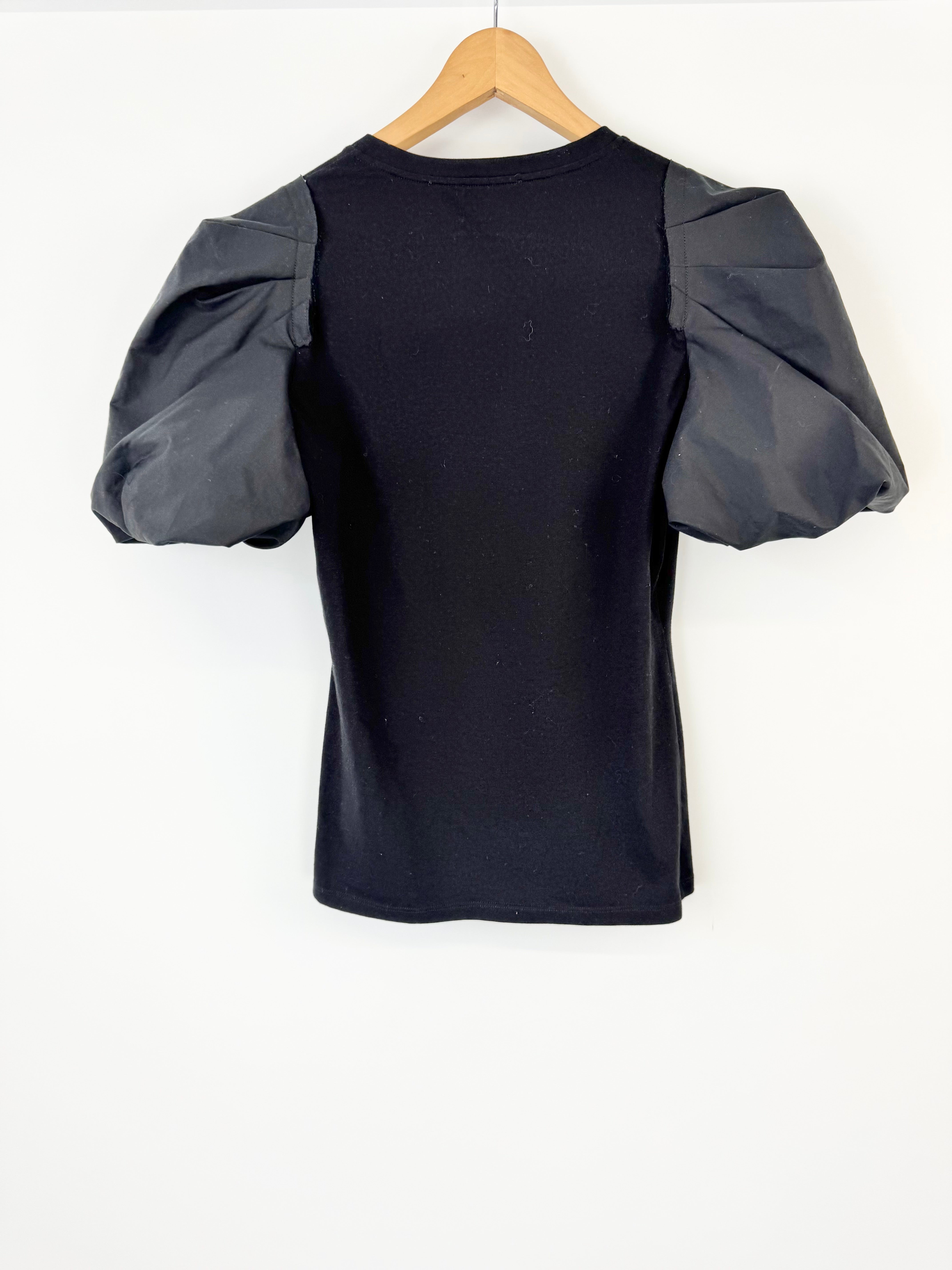 Alexander McQueen Black Puff Sleeve T-Shirt - AU10