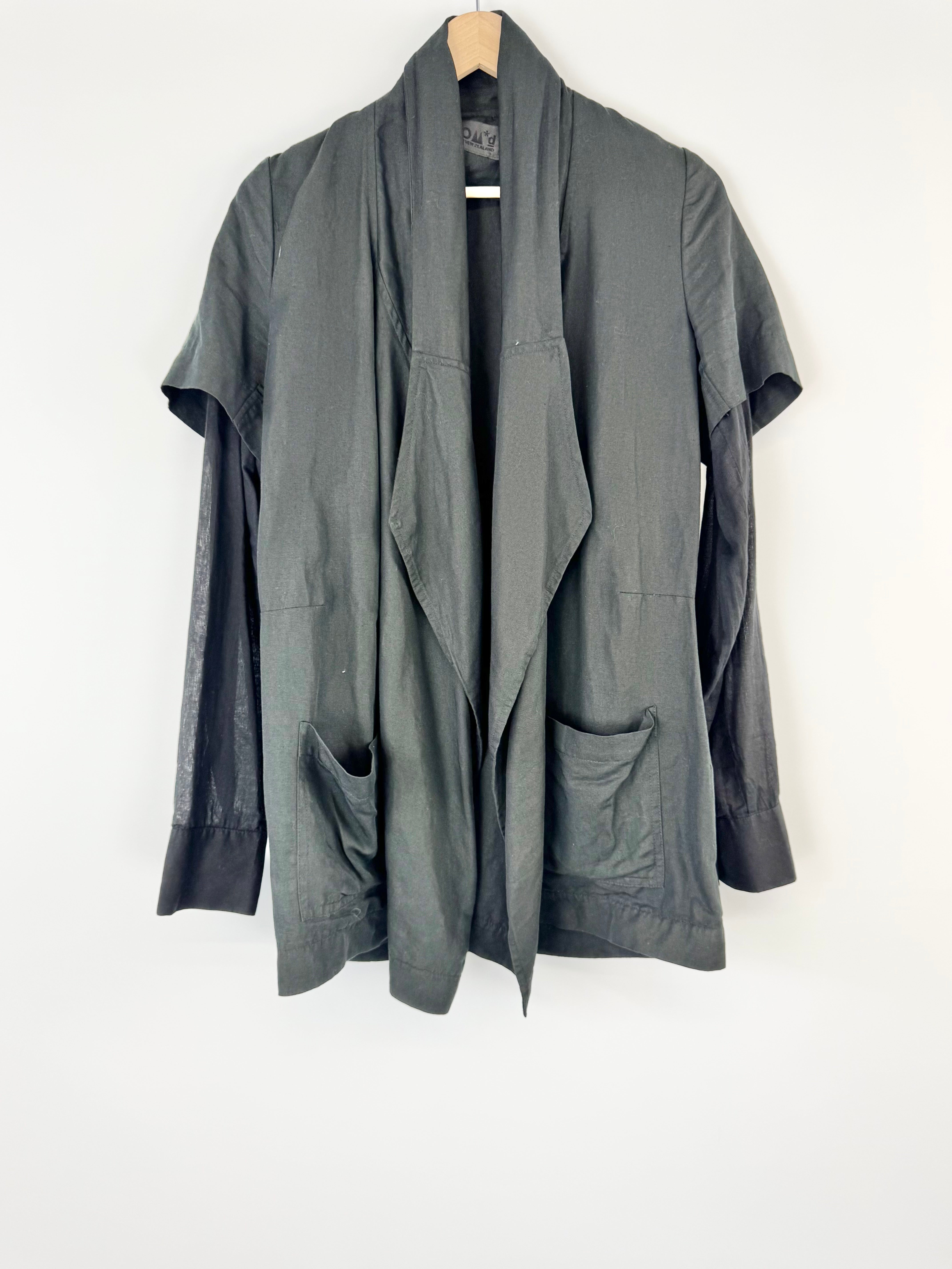 Nom*d Black Linen & Cotton Blend Shirt Jacket - AU10