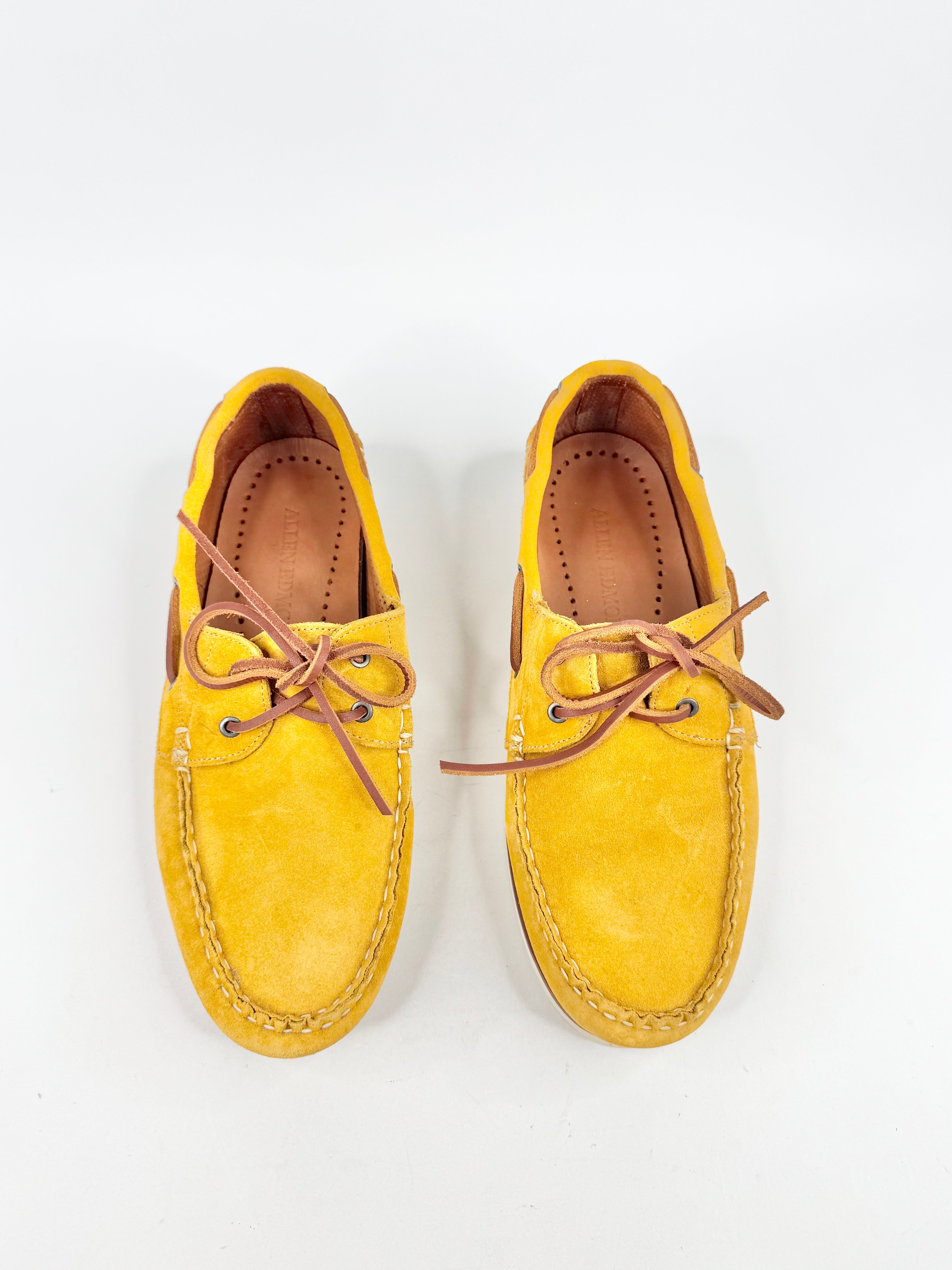 Allan Edmonds Autumnal Leaf Yellow Suede Boat Shoes - US10