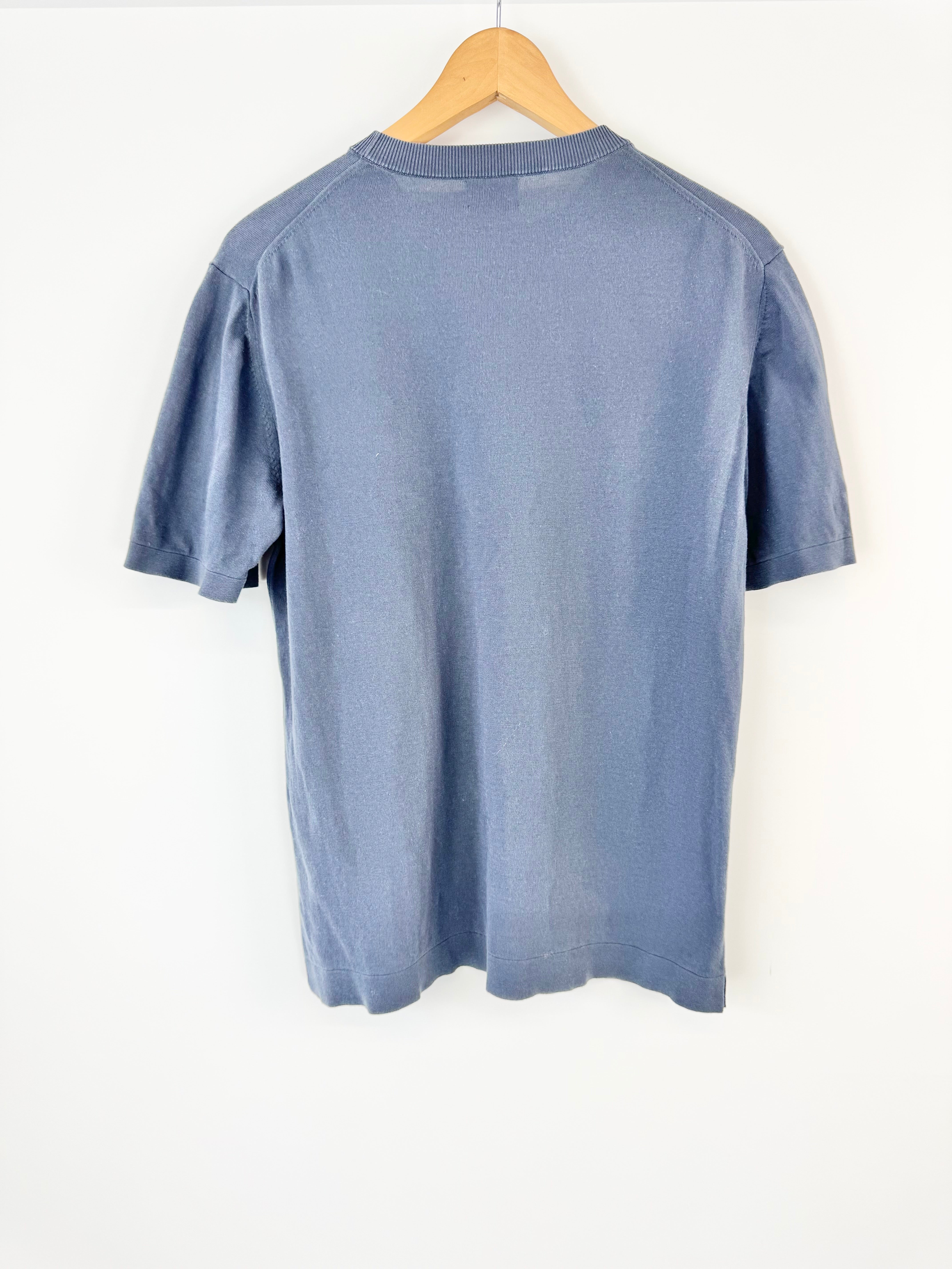 P Johnson Stone Blue Cotton T-Shirt - AU8
